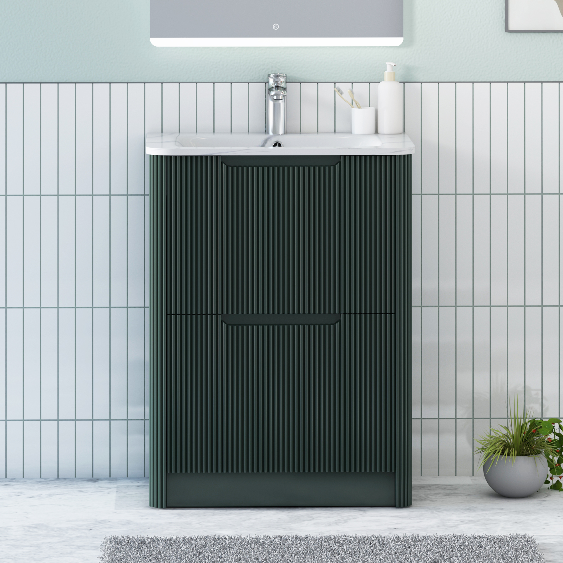 Avenza Fluted 2 Drawer Floor Standing Vanity Unit – Multiple Sizes, Colours & Basins