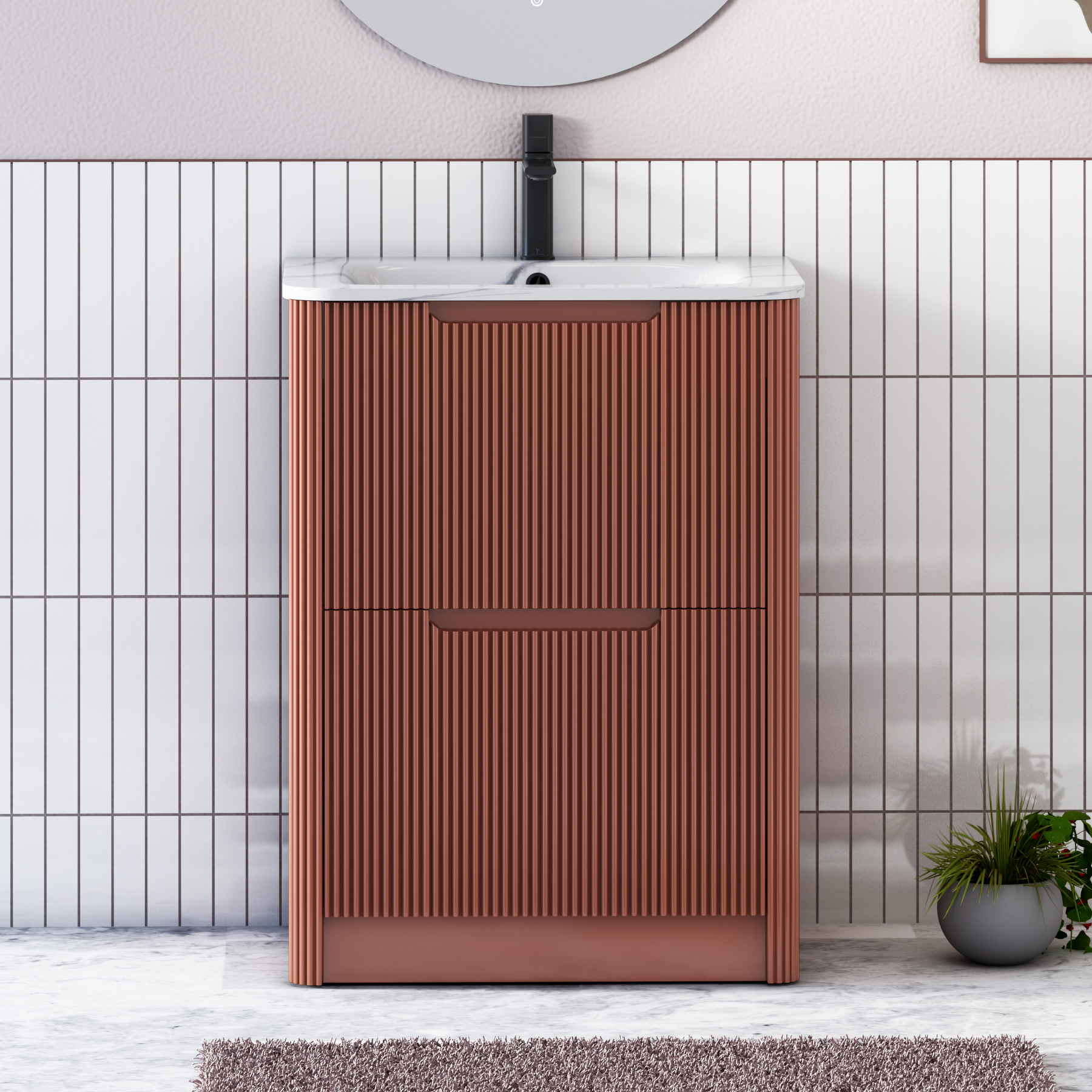 Avenza Fluted 2 Drawer Floor Standing Vanity Unit – Multiple Sizes, Colours & Basins