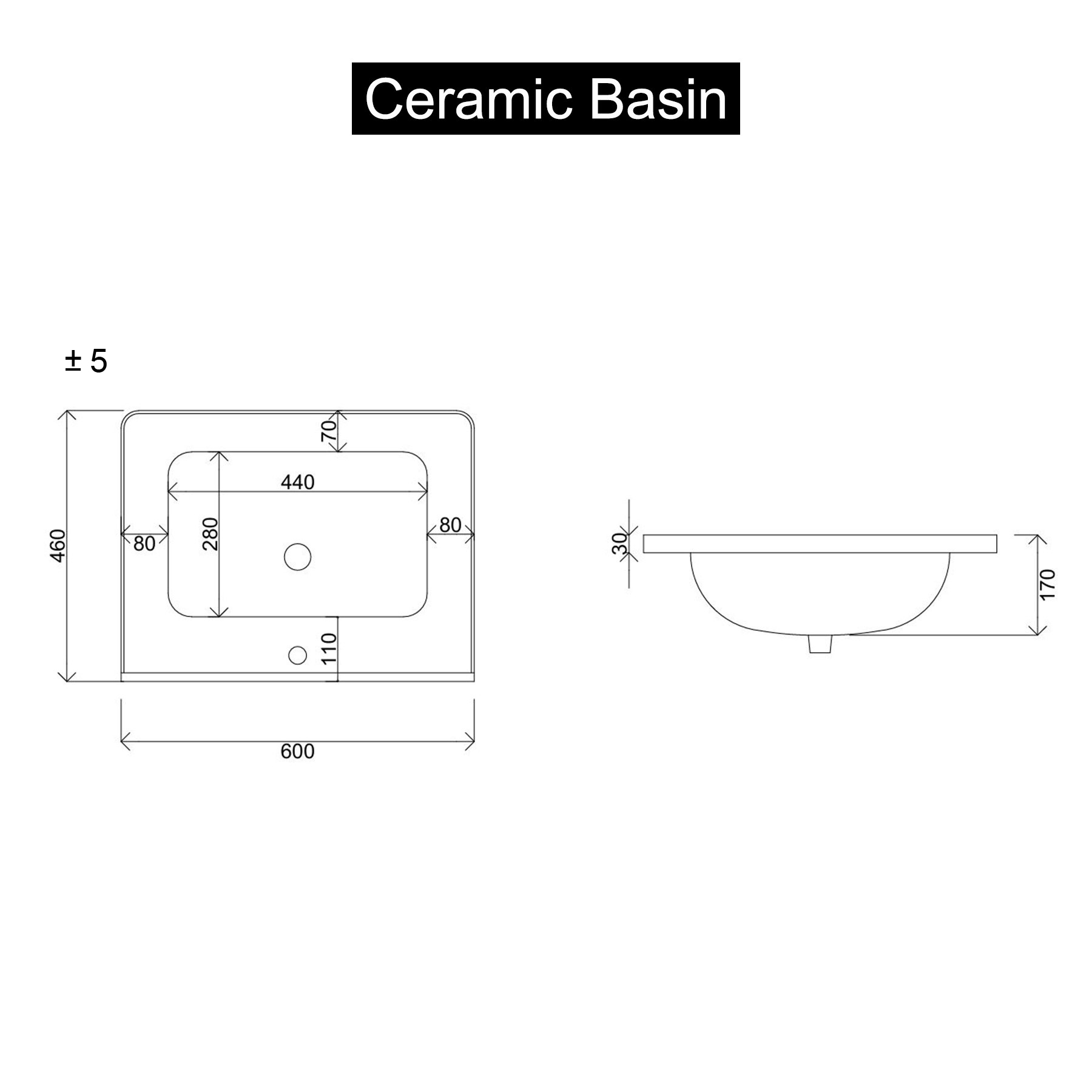 Avenza 600mm Matt White Floor Standing Vanity Unit 3 Drawer with Ceramic Basin