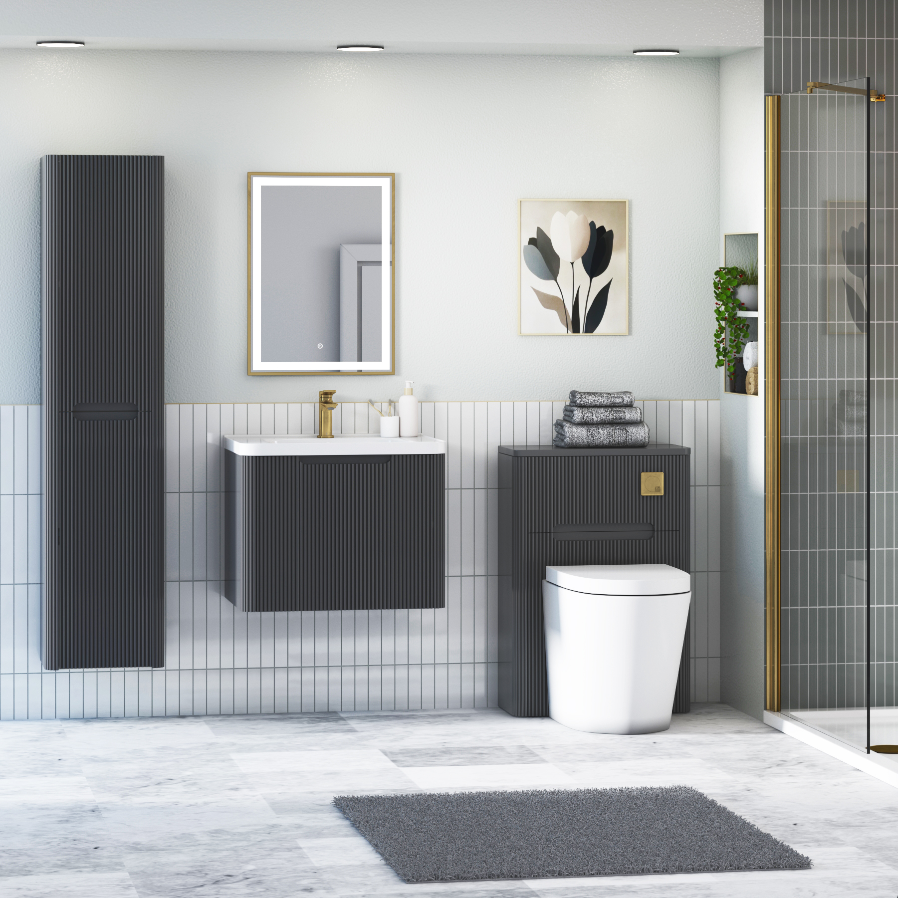 Avenza 600mm Wall Hung Vanity Sink Unit 1 Drawer with Ceramic Basin