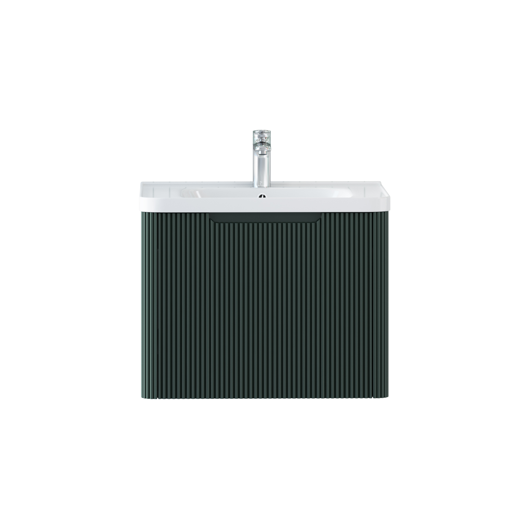Avenza 600mm Deep Moss Green Wall Hung Vanity Unit 1 Drawer with Ceramic Basin