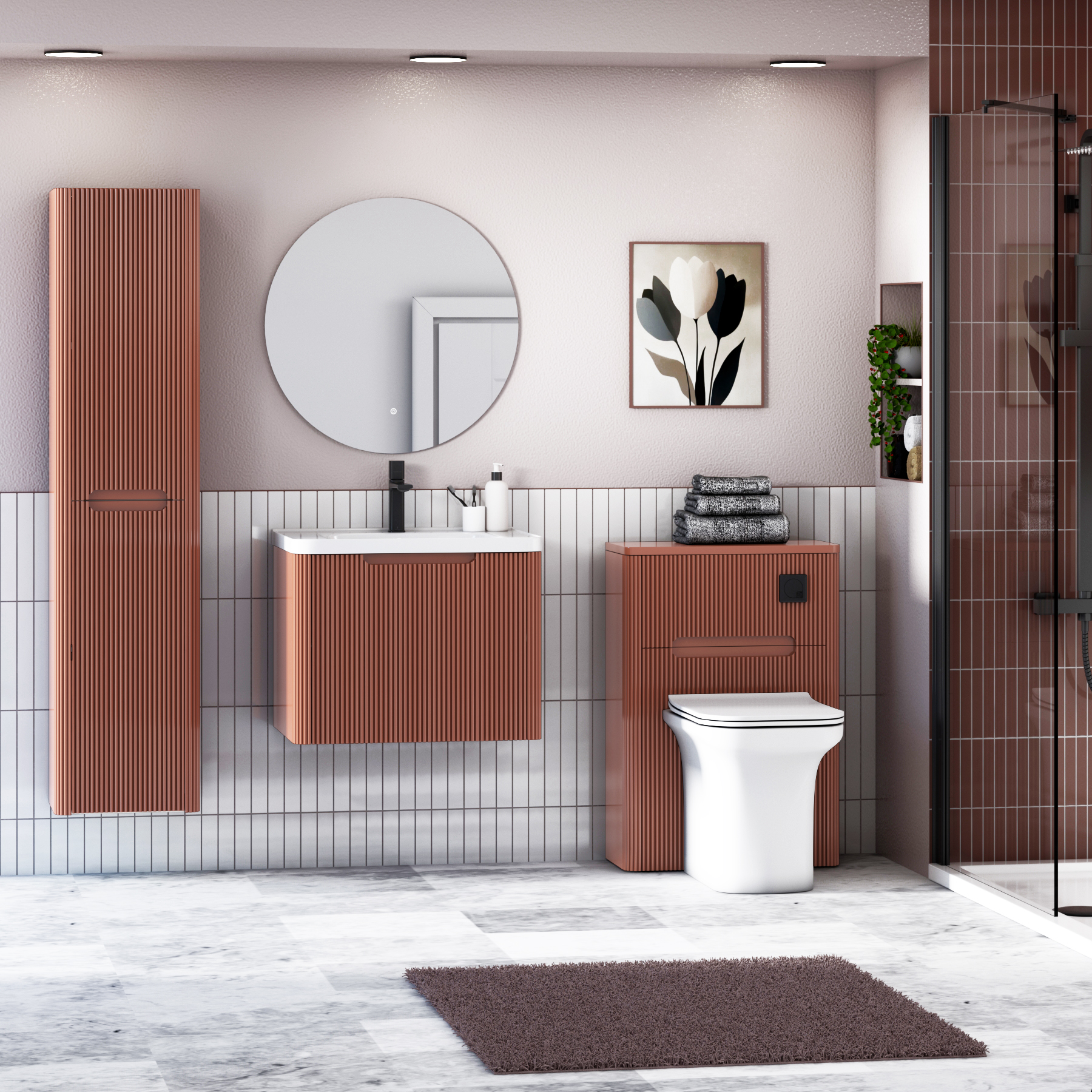Avenza 600mm Wall Hung Vanity Sink Unit 1 Drawer with Ceramic Basin