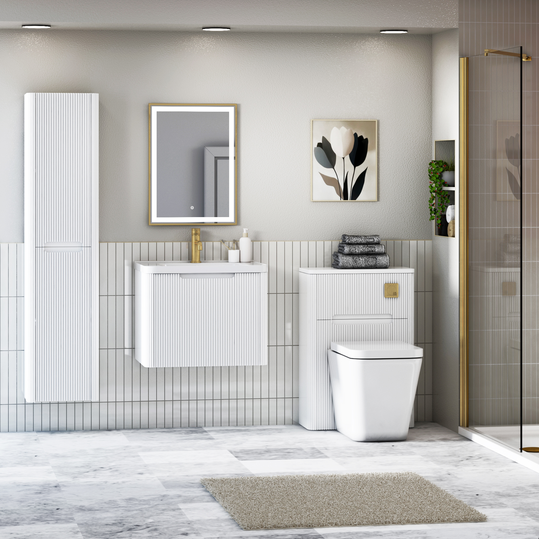 Avenza 600mm Matt White Wall Hung Bathroom Vanity Unit 1 Drawer with Ceramic Basin