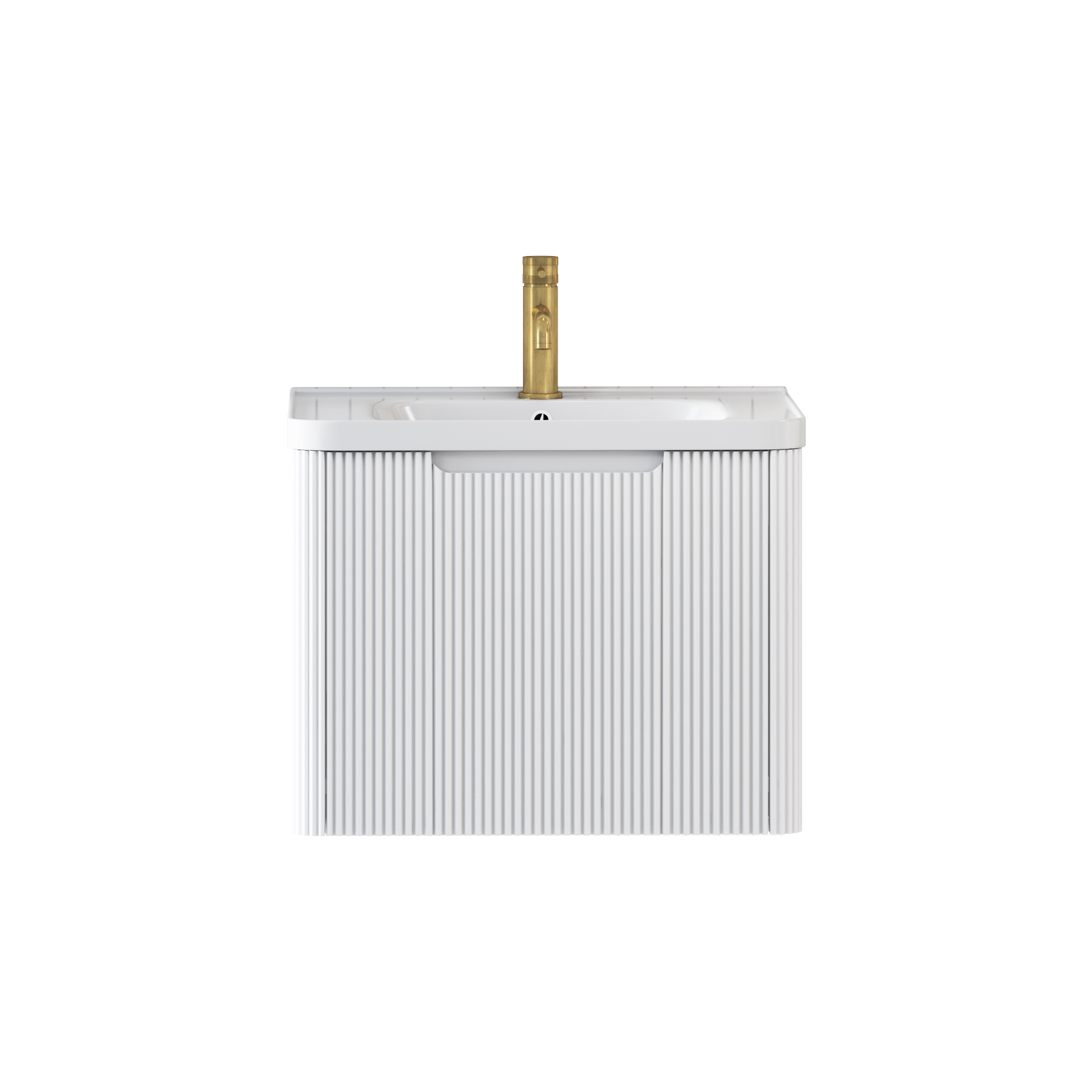 Avenza 600mm Matt White Wall Hung Bathroom Vanity Unit 1 Drawer with Ceramic Basin