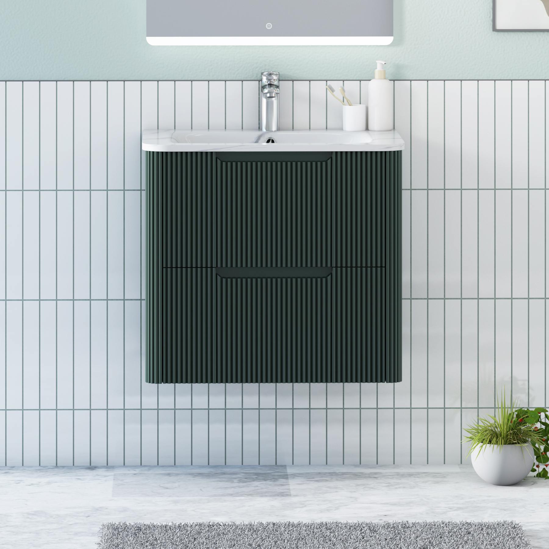 Avenza Fluted 2 Drawer Wall Hung Vanity Unit – Multiple Sizes, Colours & Optional Basins