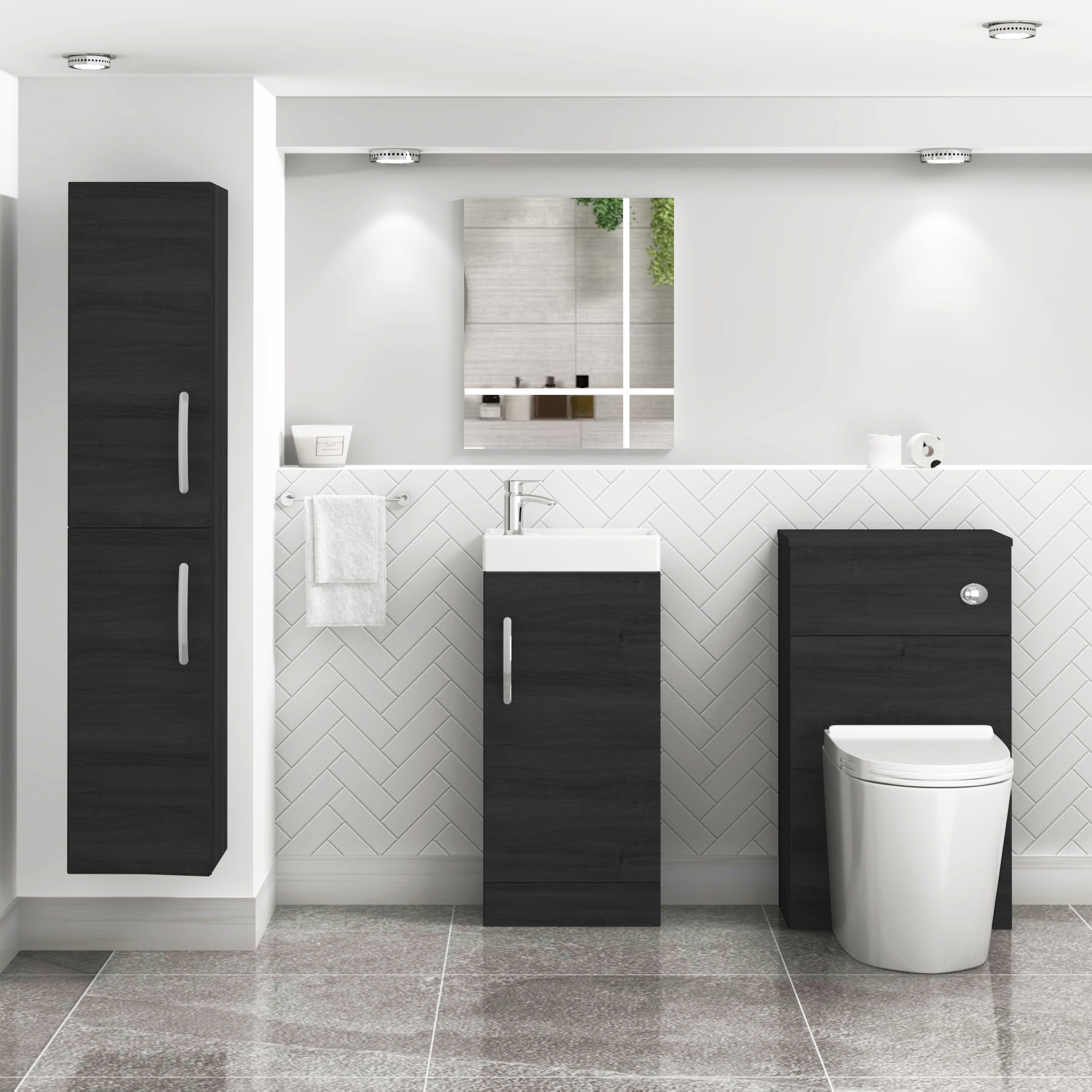Como 400mm Floor Standing Cloakroom Vanity Unit 1 Door with Basin Sink - Multiple Colours & Handles