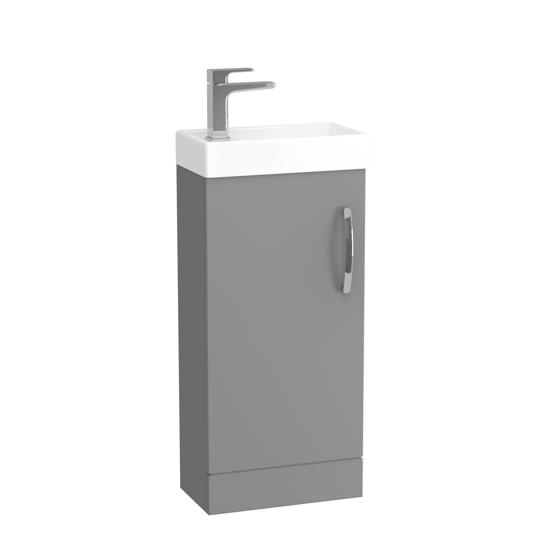 Como 400mm Floor Standing Vanity Unit Indigo Grey Gloss - 1 Door Basin Unit