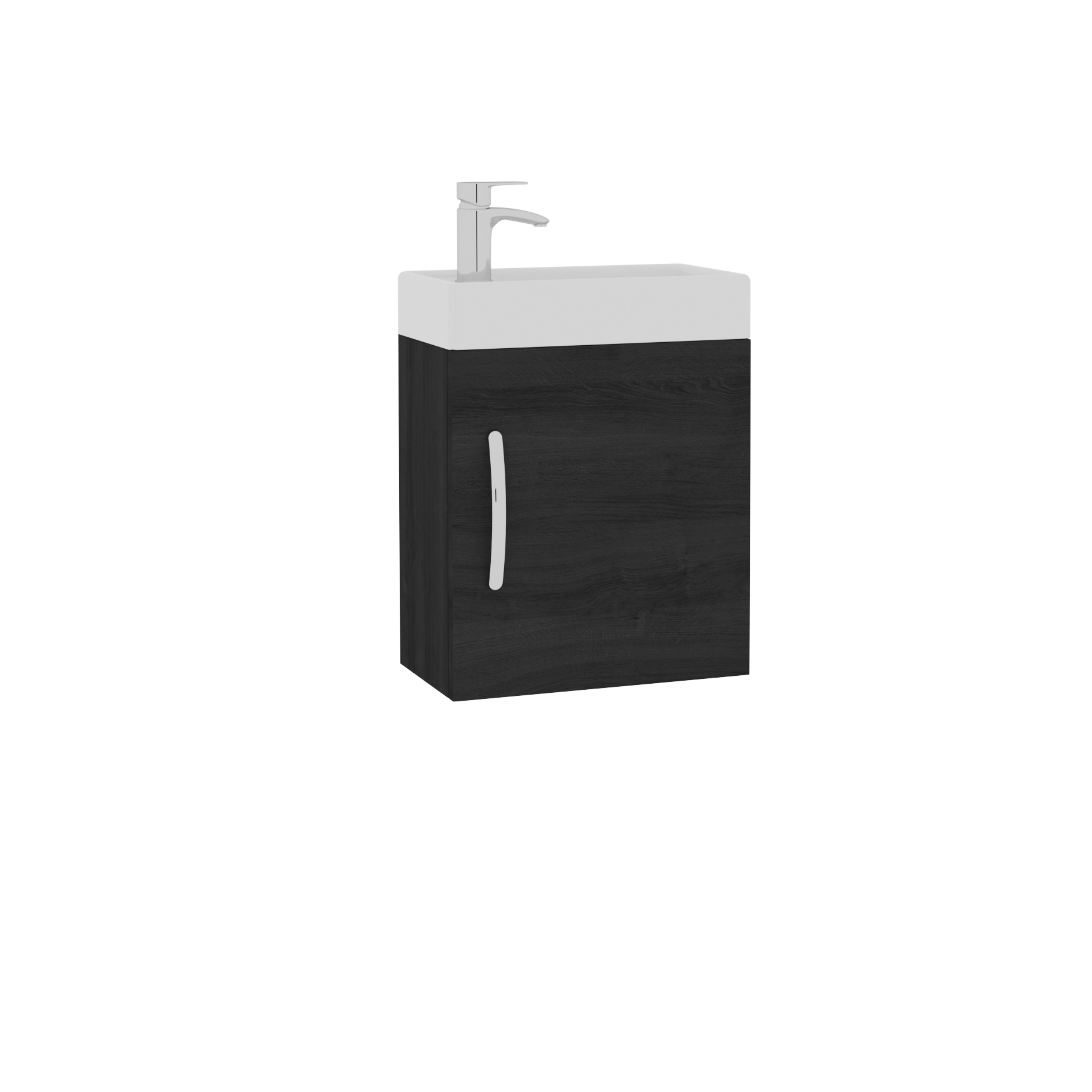 Como 400mm Cloakroom Wall Hung Vanity Sink Unit Hale Black - 1 Door
