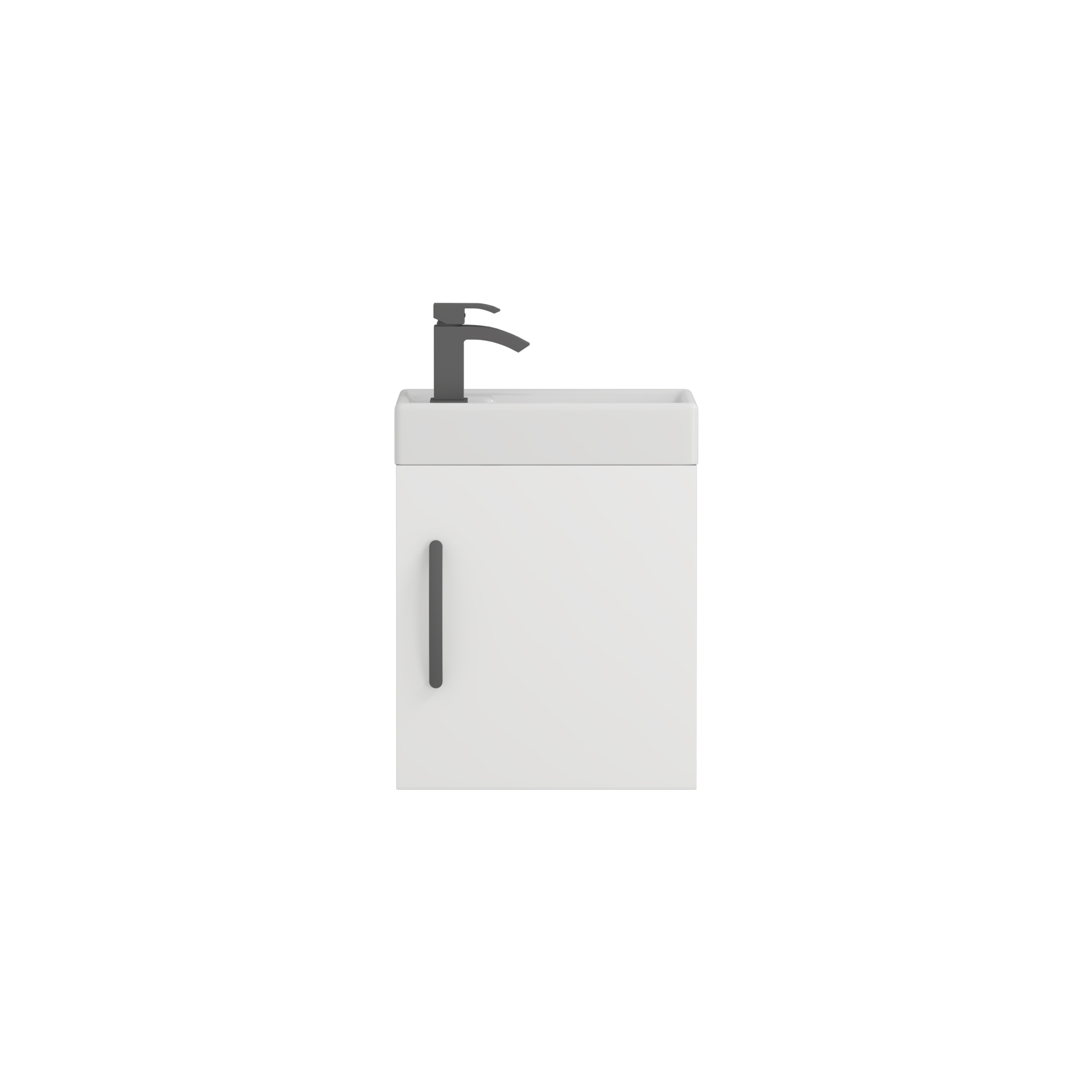 Como 400mm Cloakroom Vanity Basin Sink Unit Wall Hung Gloss White - 1 Door with Matt Black Handle