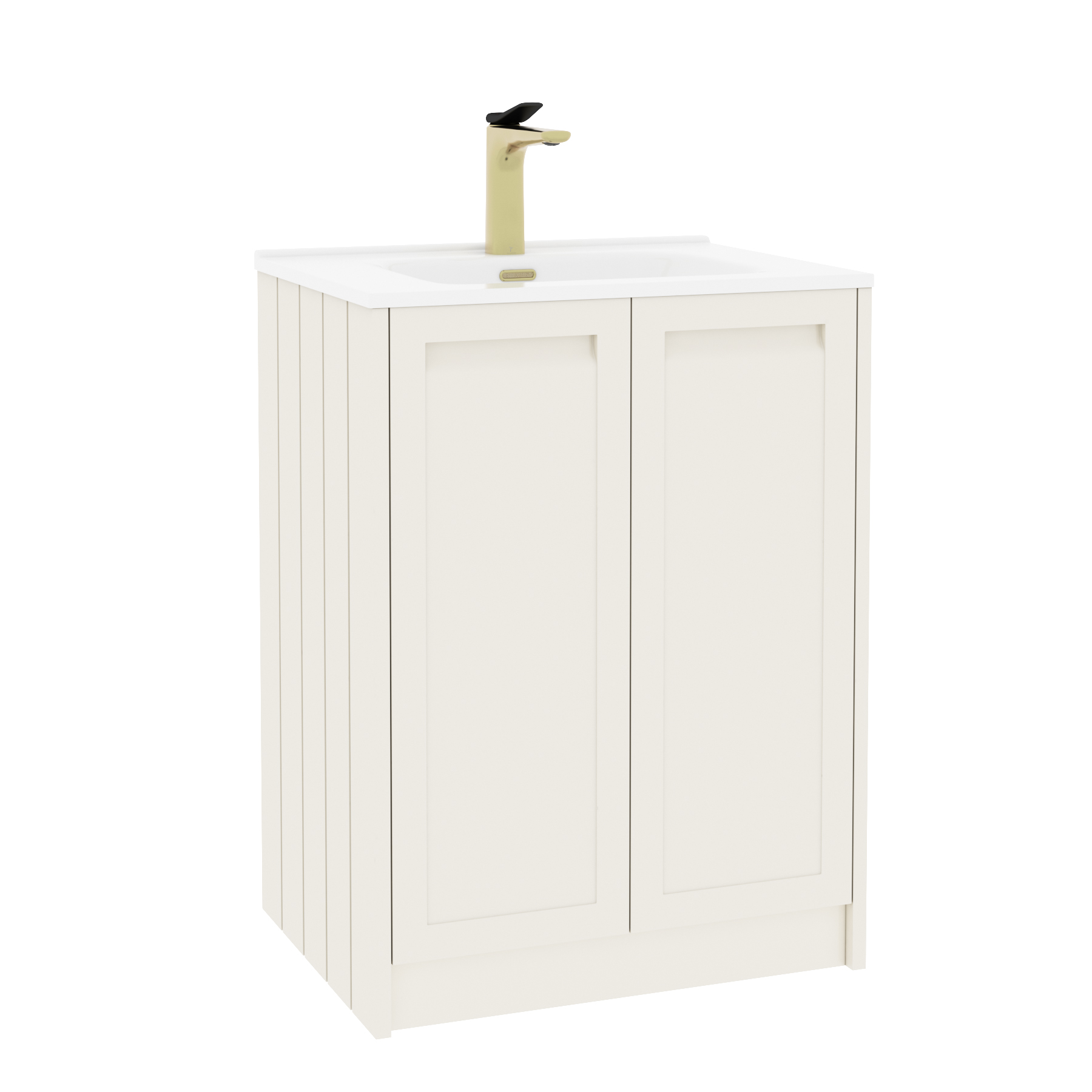 Elmore Classic White Traditional 2 Door Floor Standing Vanity Unit with Ceramic Basin