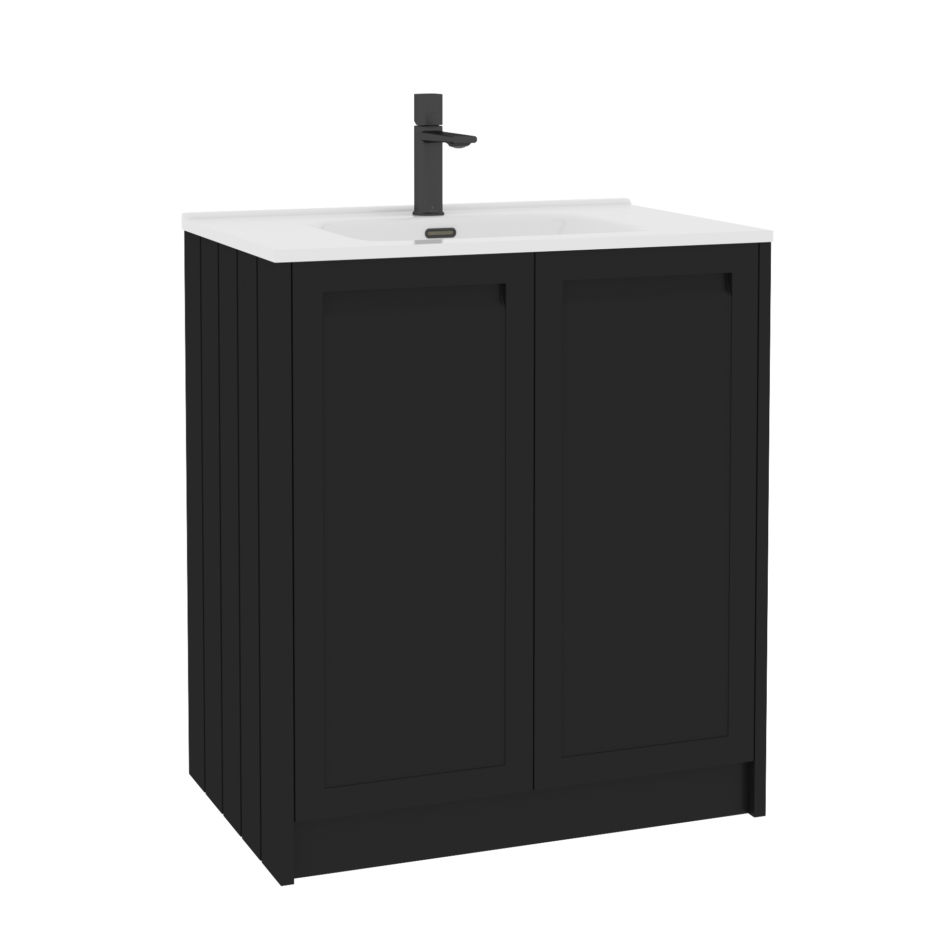 Elmore Matt Nocturne Black Traditional 2 Door Floor Standing Vanity Unit with Ceramic Basin
