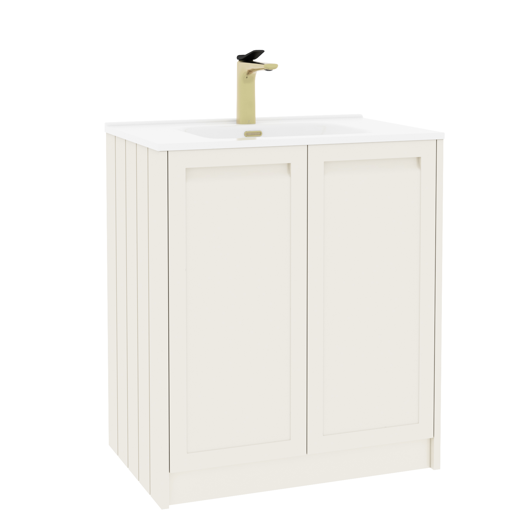 Elmore Classic White Traditional 2 Door Floor Standing Vanity Unit with Ceramic Basin