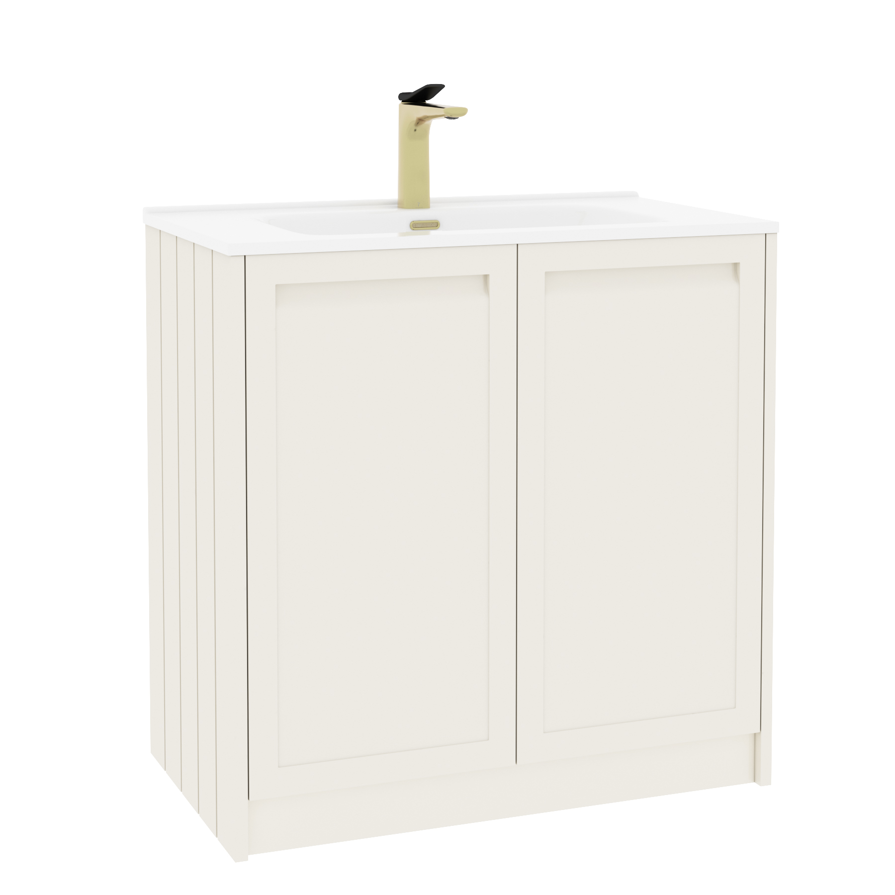 Elmore Classic White Traditional 2 Door Floor Standing Vanity Unit with Ceramic Basin