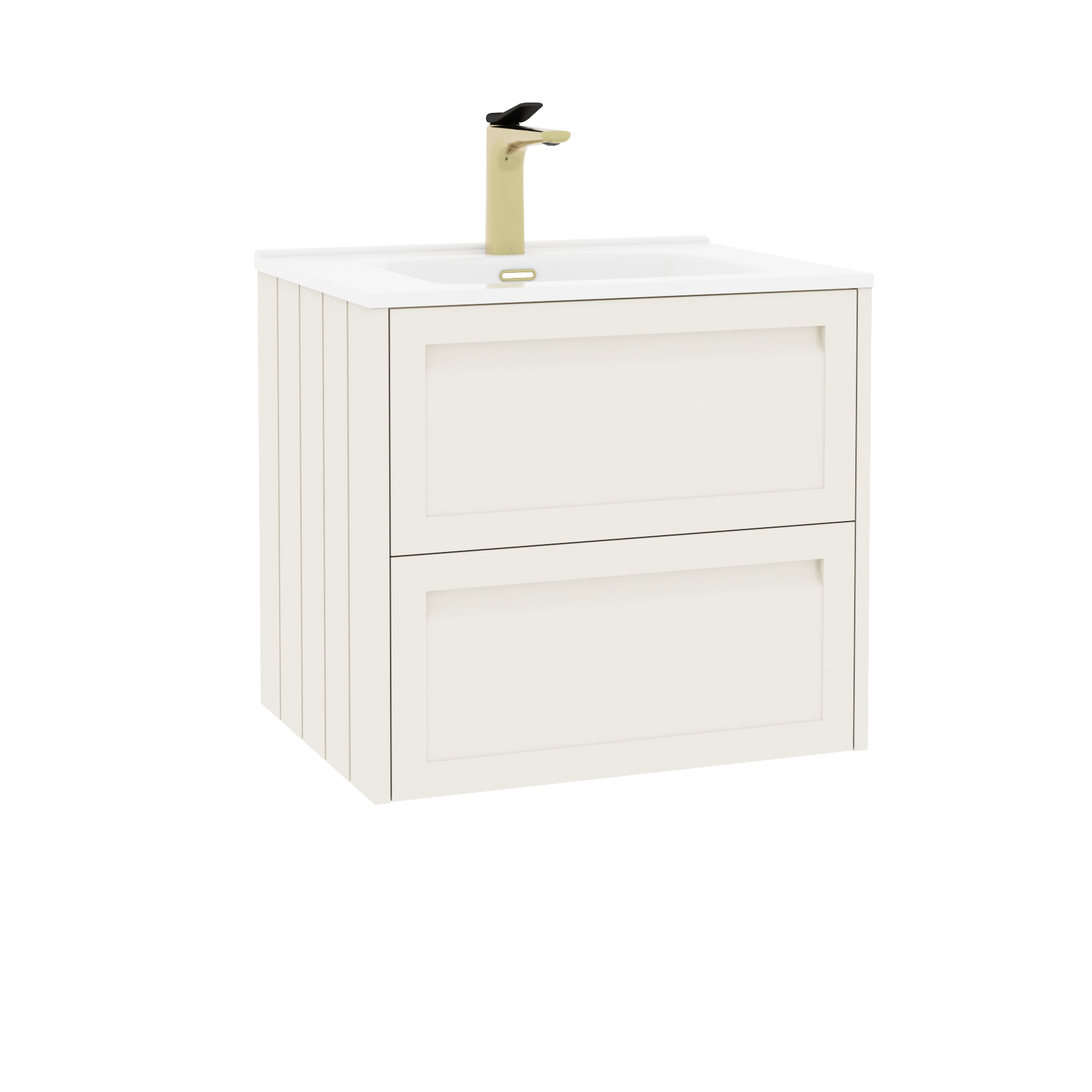 Elmore Classic White Traditional 2 Drawer Wall Hung Vanity Unit with Ceramic Basin
