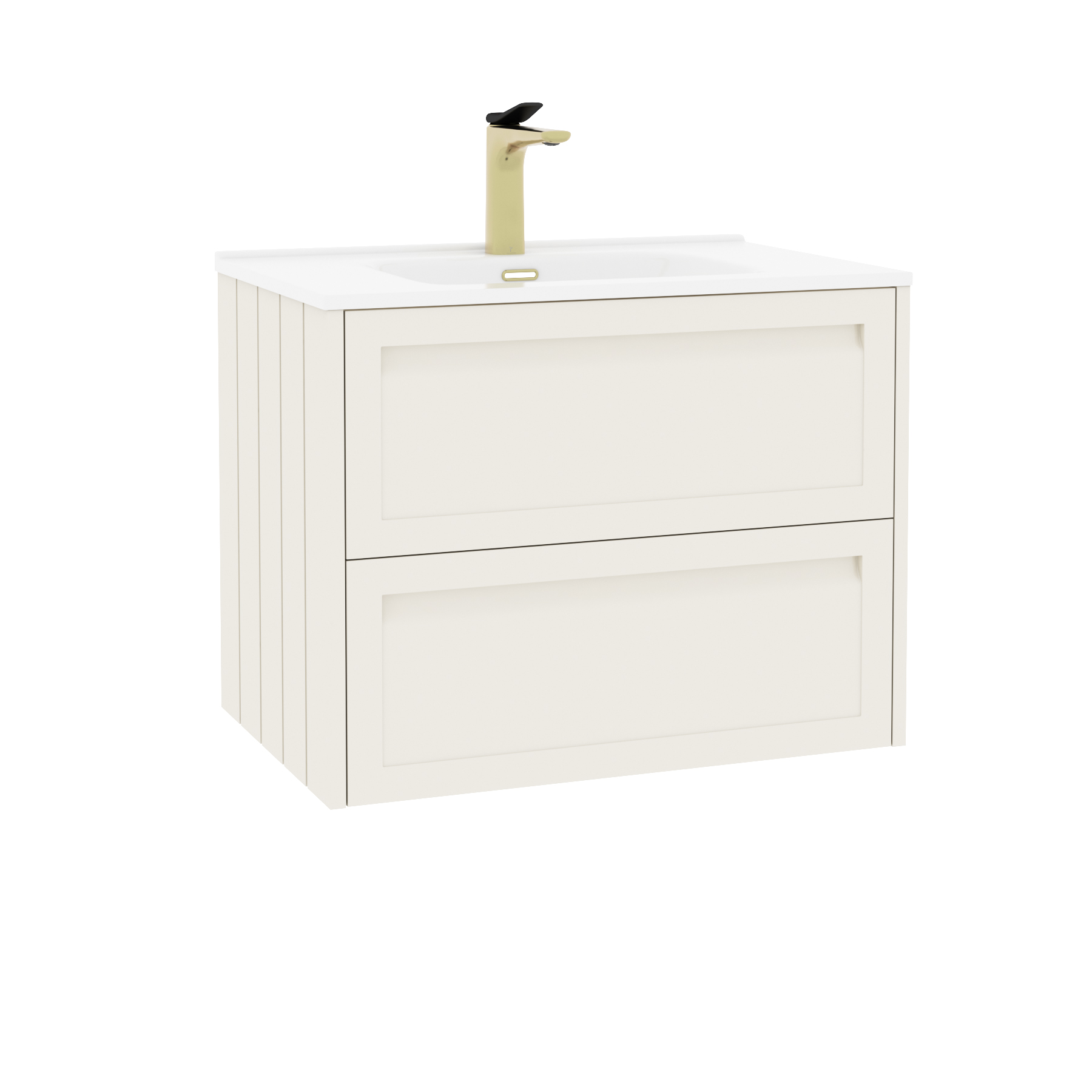 Elmore Classic White Traditional 2 Drawer Wall Hung Vanity Unit with Ceramic Basin