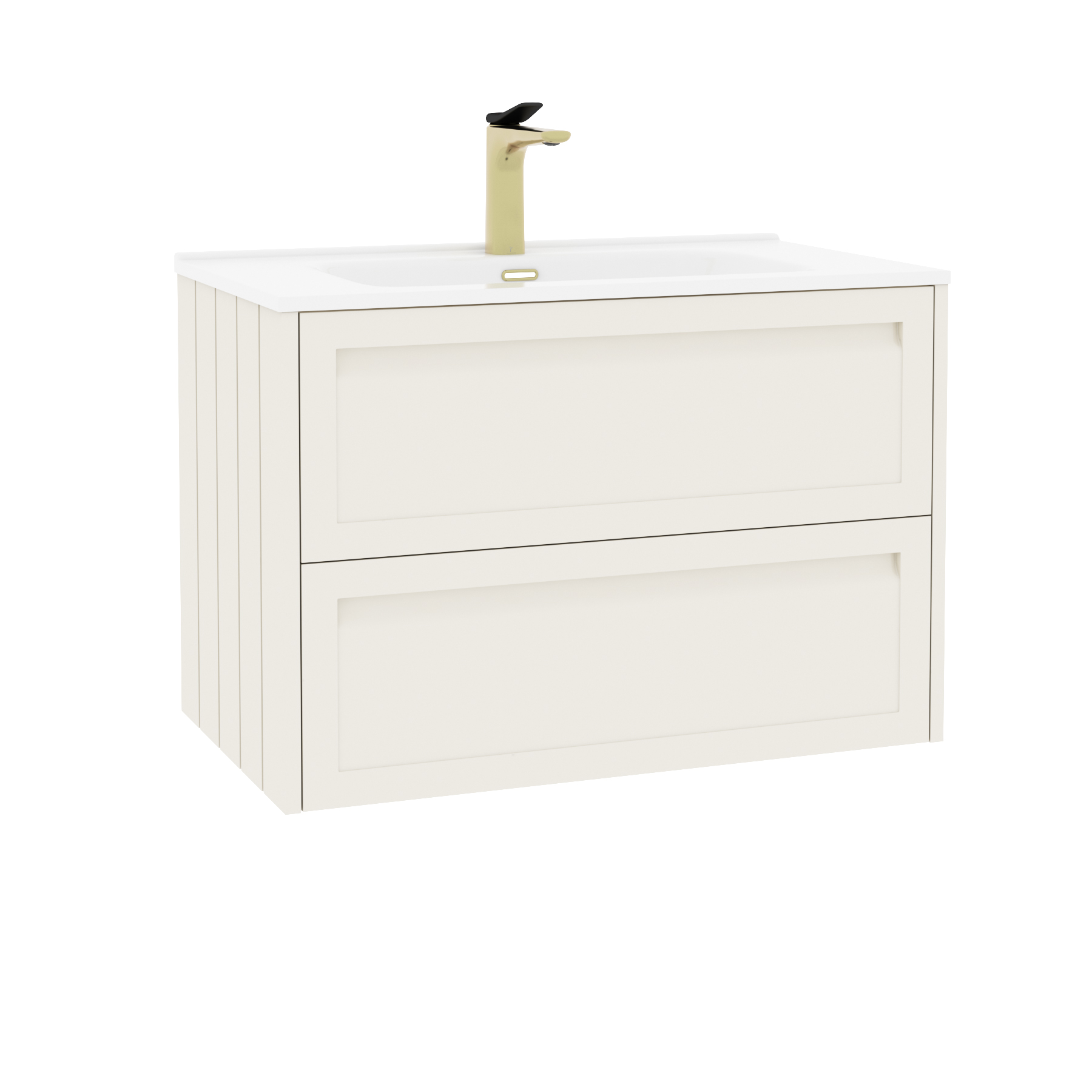 Elmore Classic White Traditional 2 Drawer Wall Hung Vanity Unit with Ceramic Basin