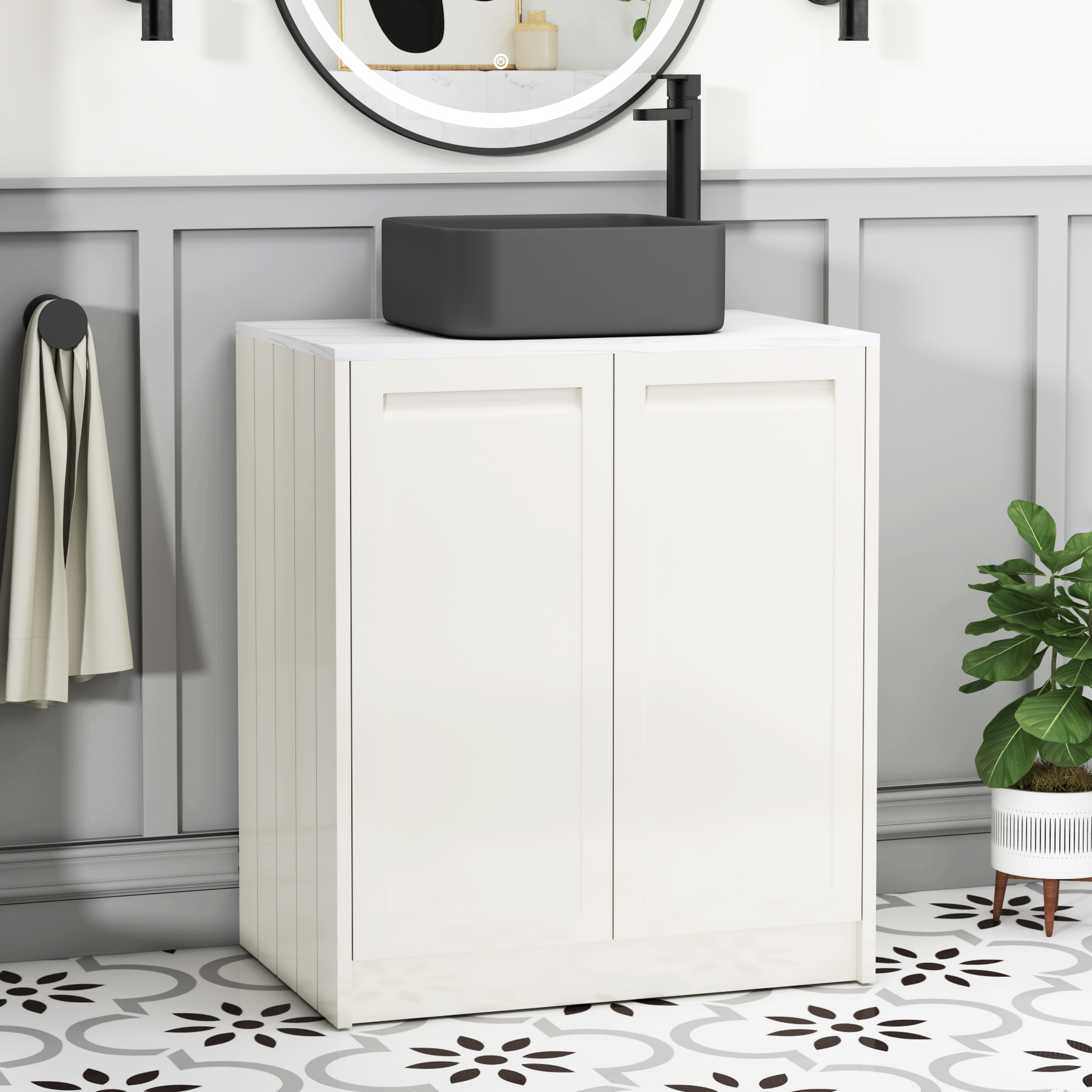 Elmore Traditional 2 Door Floor Standing Vanity Unit – Multiple Sizes, Colours, Worktop & Basins Options