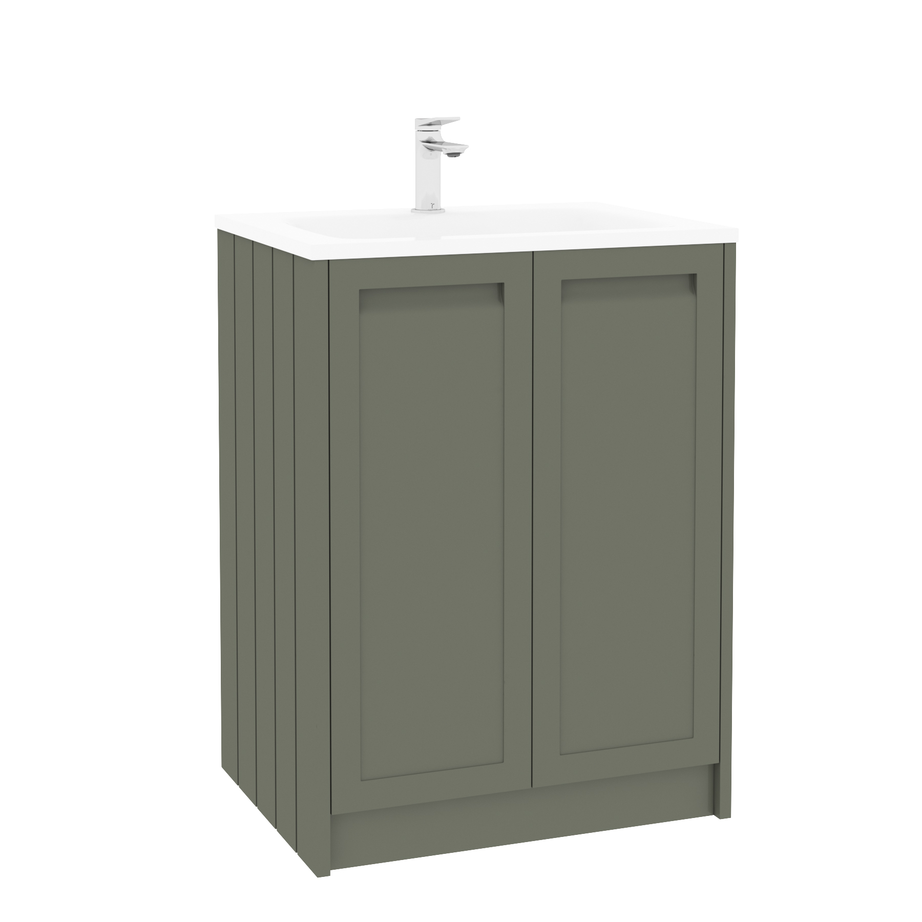 Elmore Matt Green Traditional 2 Door Floor Standing Vanity Unit with Matt Stone Basin