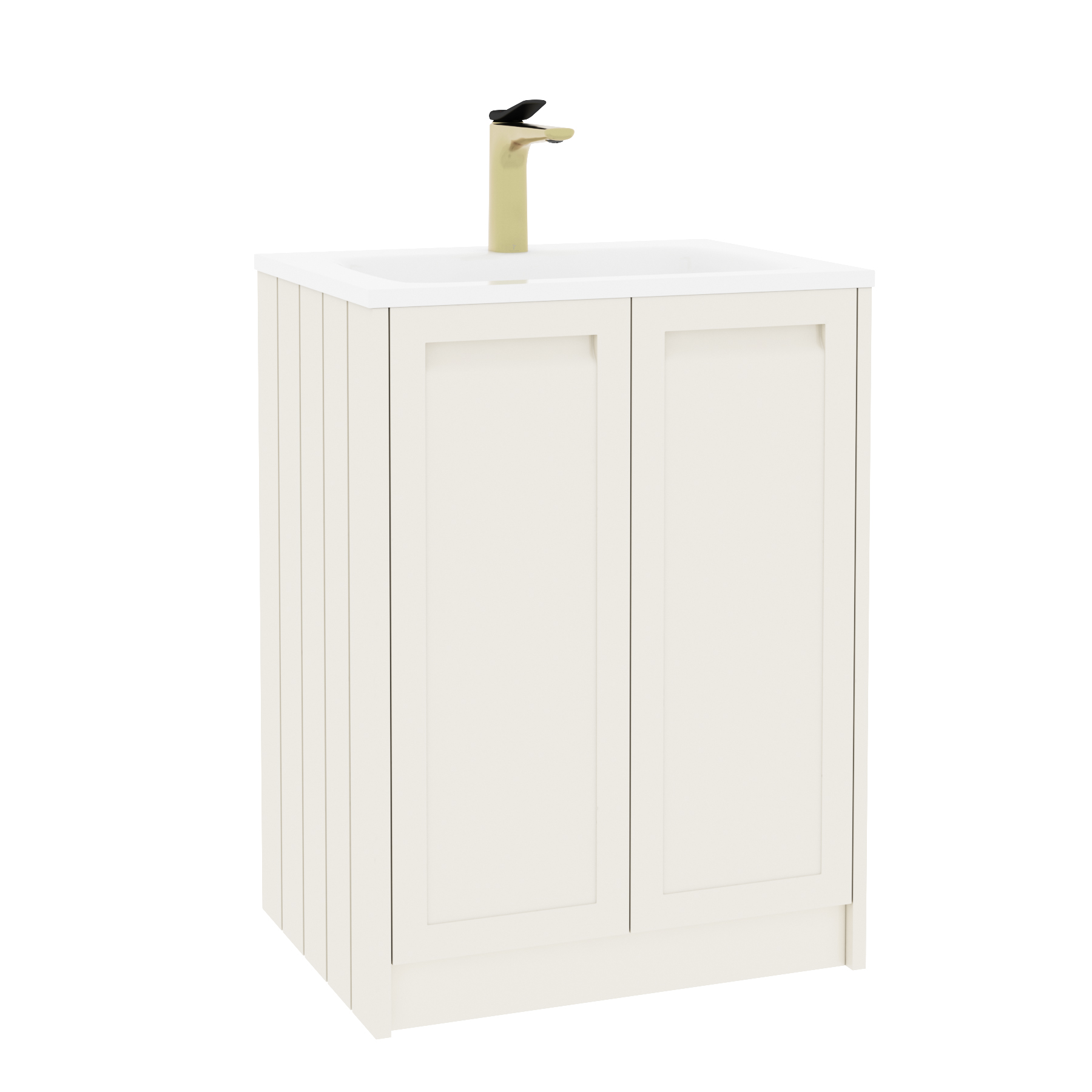 Elmore Classic White Traditional 2 Door Floor Standing Vanity Unit with Matt Stone Basin