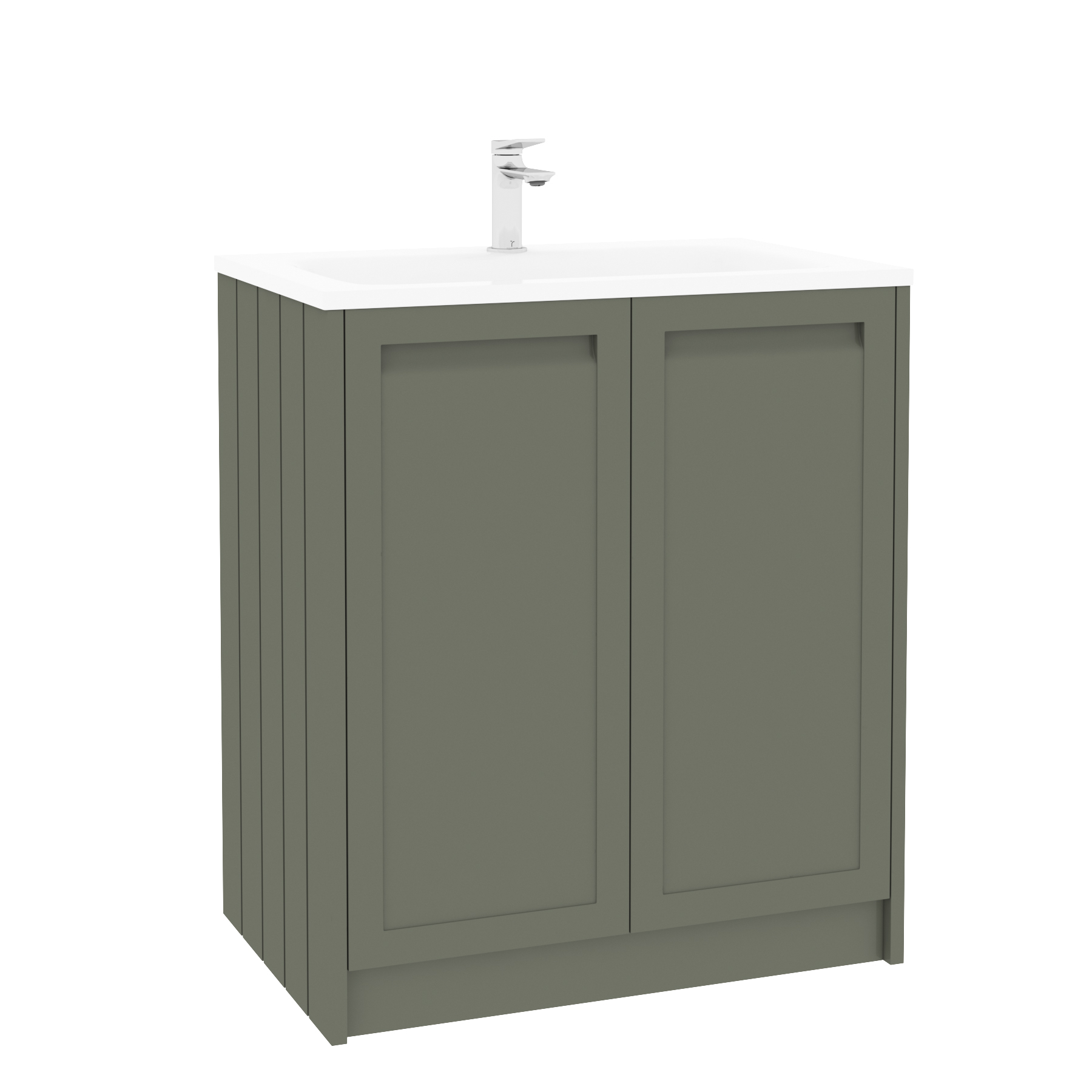 Elmore Matt Green Traditional 2 Door Floor Standing Vanity Unit with Matt Stone Basin