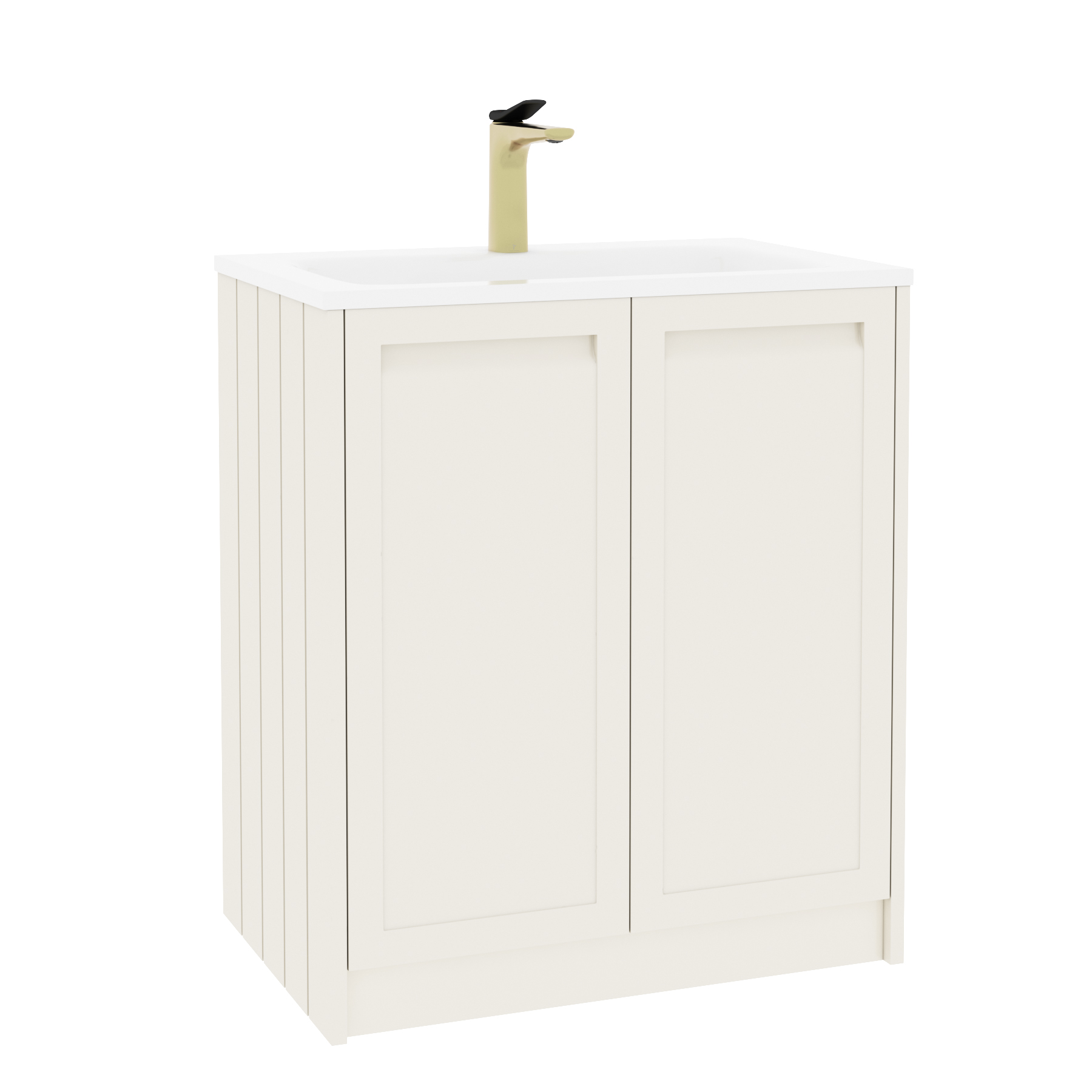 Elmore Classic White Traditional 2 Door Floor Standing Vanity Unit with Matt Stone Basin