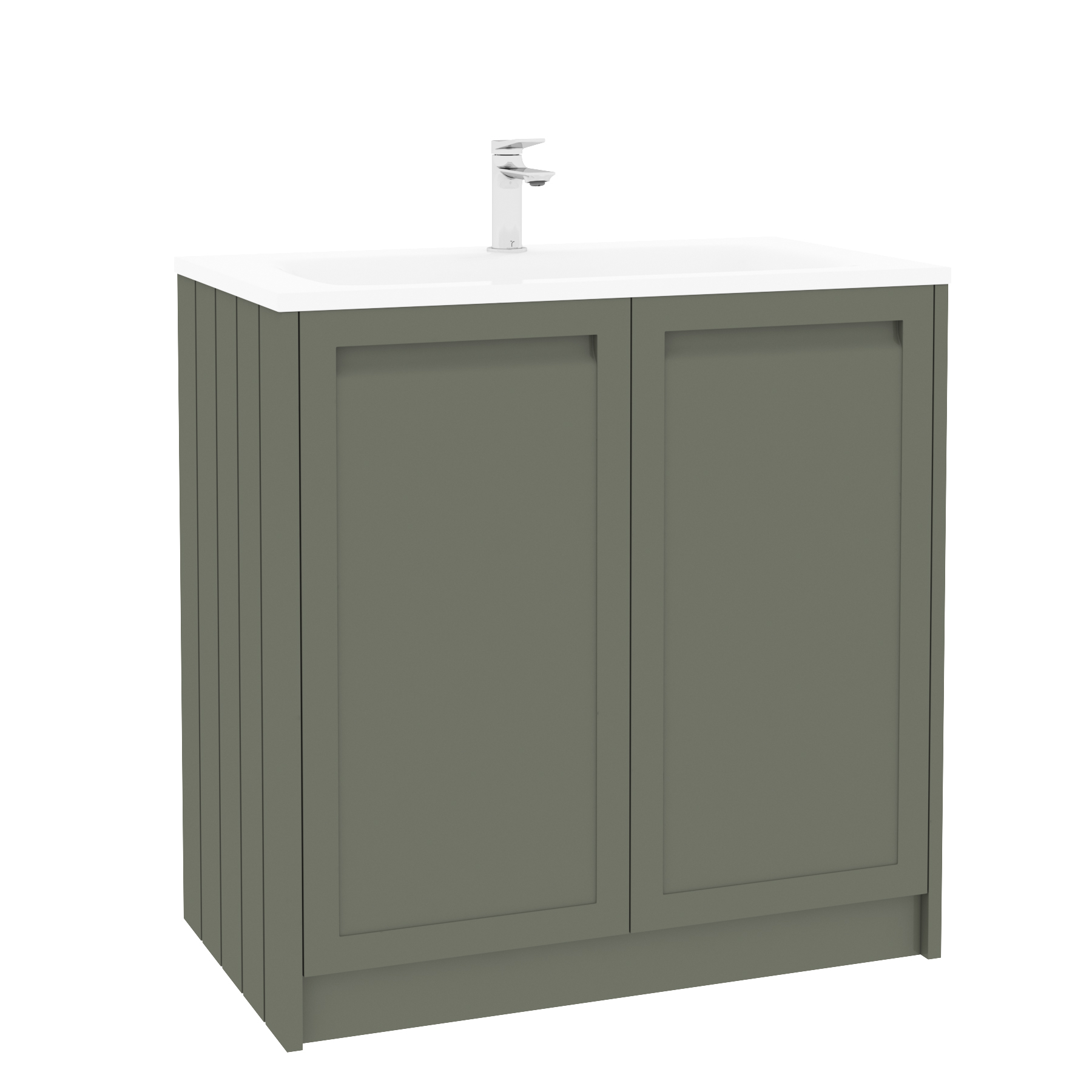 Elmore Matt Green Traditional 2 Door Floor Standing Vanity Unit with Matt Stone Basin