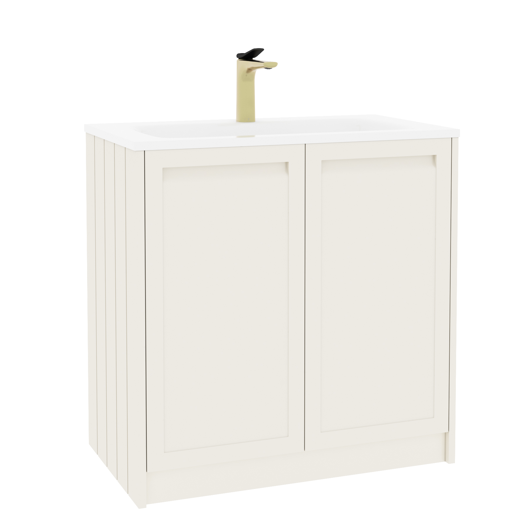 Elmore Classic White Traditional 2 Door Floor Standing Vanity Unit with Matt Stone Basin