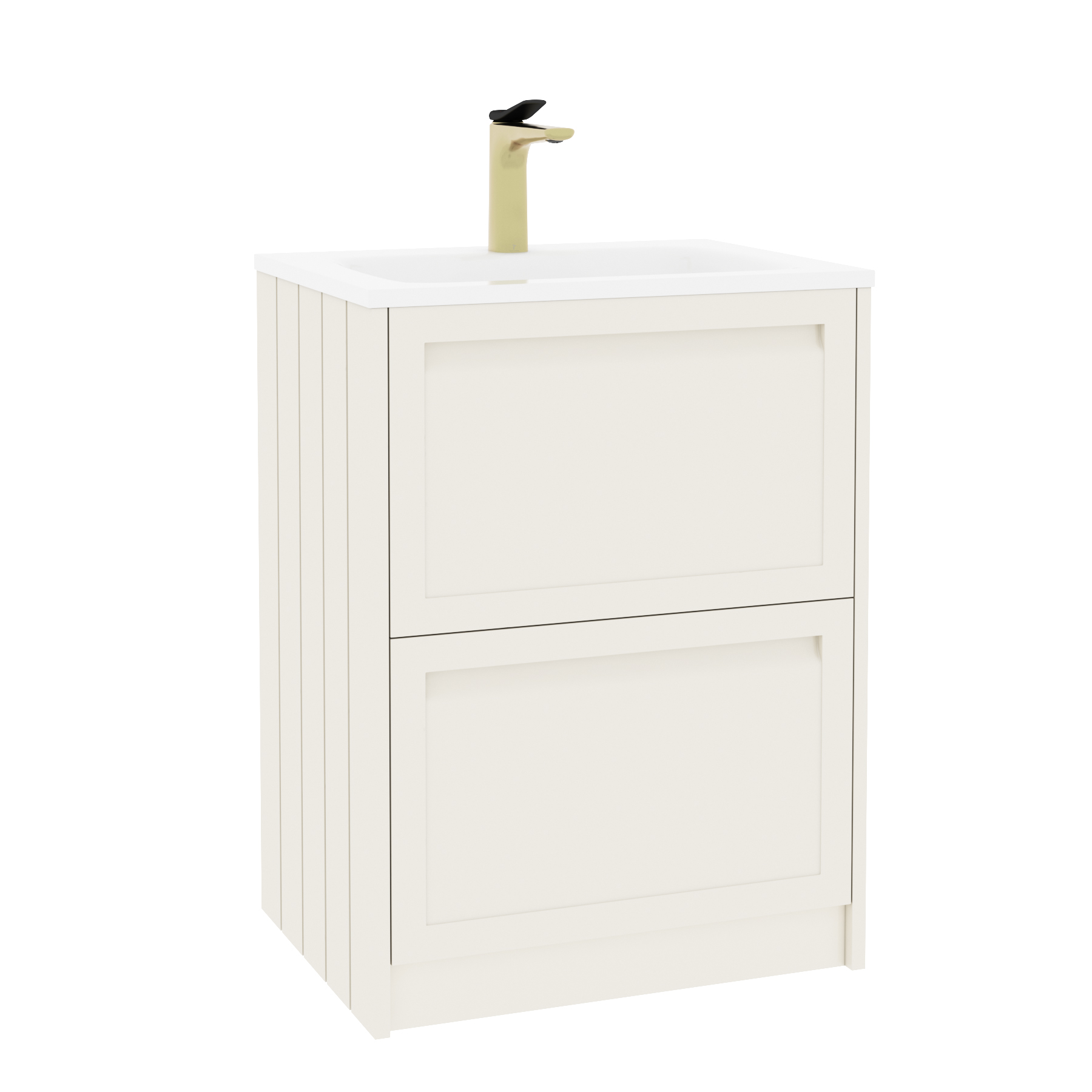 Elmore Classic White Traditional 2 Drawer Floor Standing Vanity Unit with Matt Stone Basin
