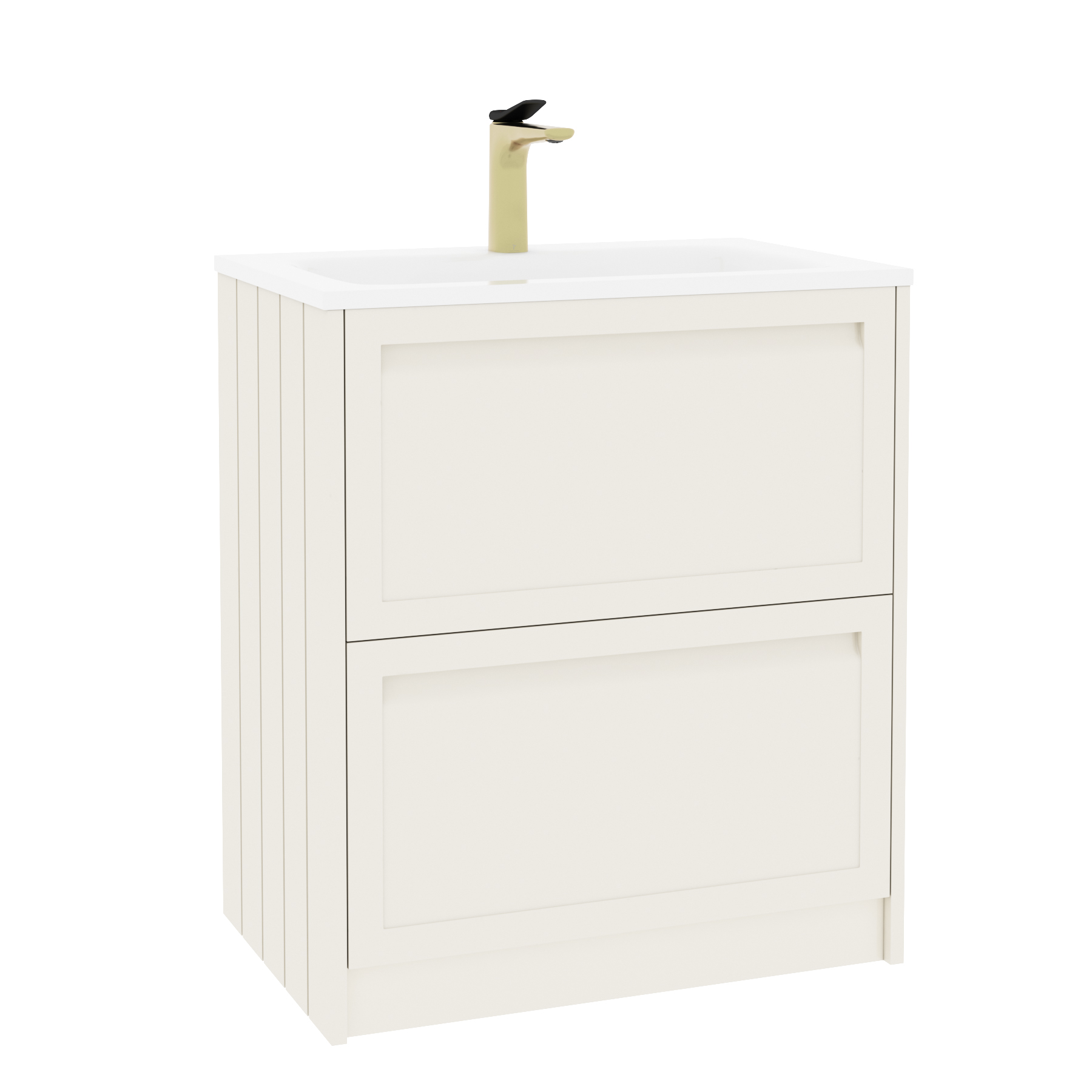 Elmore Classic White Traditional 2 Drawer Floor Standing Vanity Unit with Matt Stone Basin