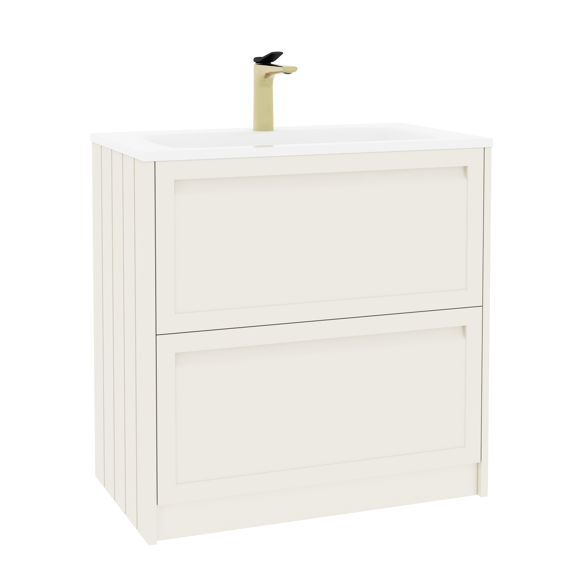 Elmore Classic White Traditional 2 Drawer Floor Standing Vanity Unit with Matt Stone Basin