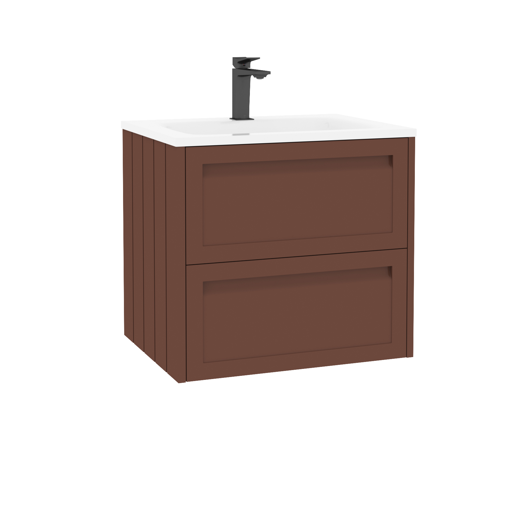 Elmore Terracotta Clay Traditional 2 Drawer Wall Hung Vanity Unit with Matt Stone Basin