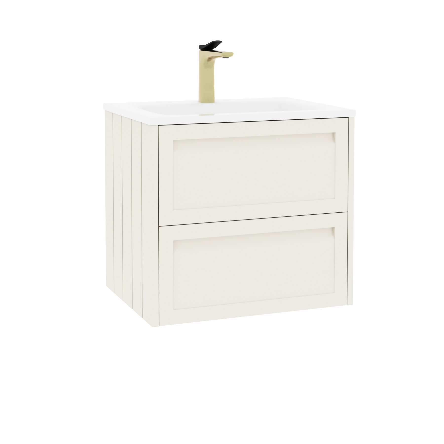 Elmore Classic White Traditional 2 Drawer Wall Hung Vanity Unit with Matt Stone Basin
