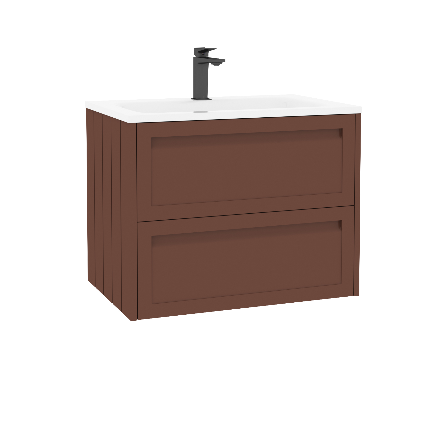 Elmore Terracotta Clay Traditional 2 Drawer Wall Hung Vanity Unit with Matt Stone Basin