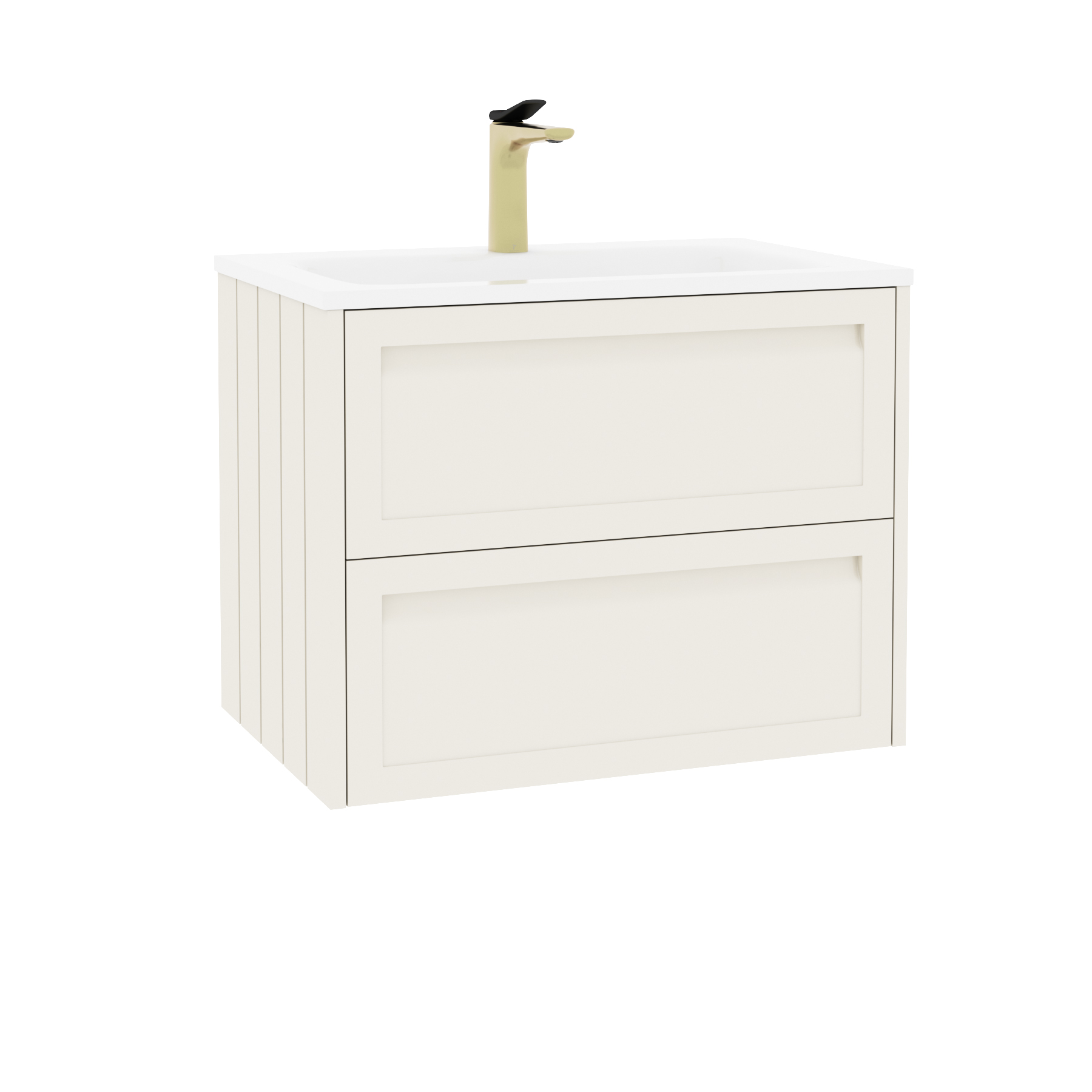 Elmore Classic White Traditional 2 Drawer Wall Hung Vanity Unit with Matt Stone Basin