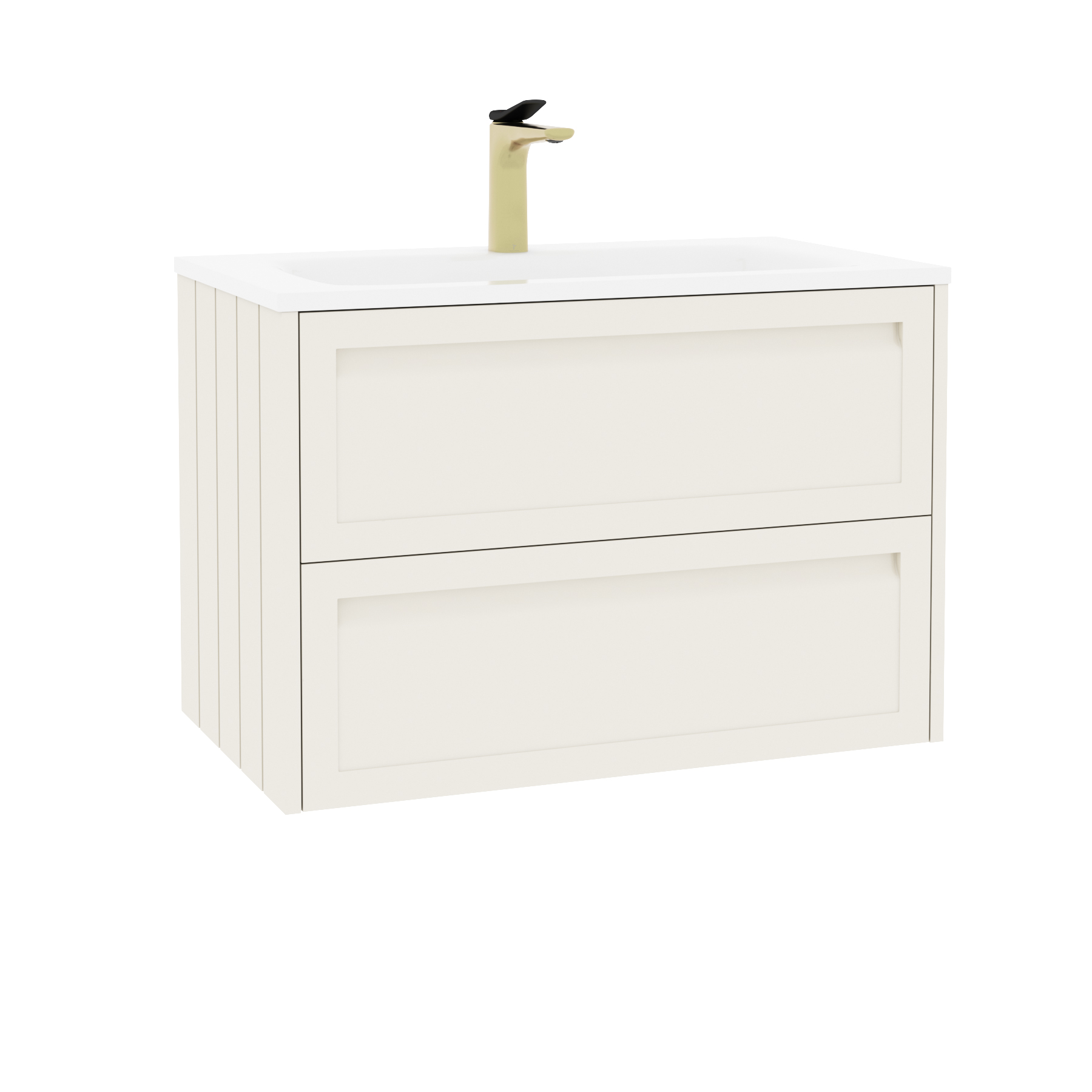 Elmore Classic White Traditional 2 Drawer Wall Hung Vanity Unit with Matt Stone Basin
