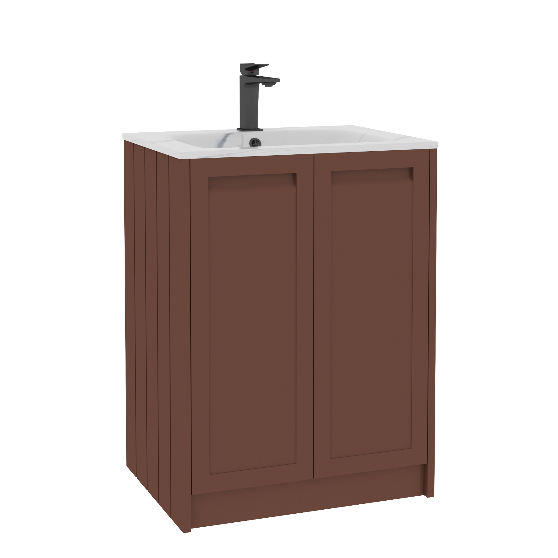 Elmore Terracotta Clay Traditional 2 Door Floor Standing Vanity Unit with Carrara White Basin