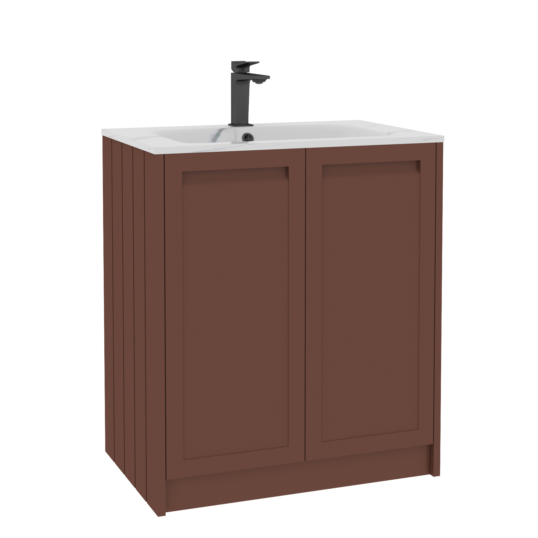Elmore Terracotta Clay Traditional 2 Door Floor Standing Vanity Unit with Carrara White Basin
