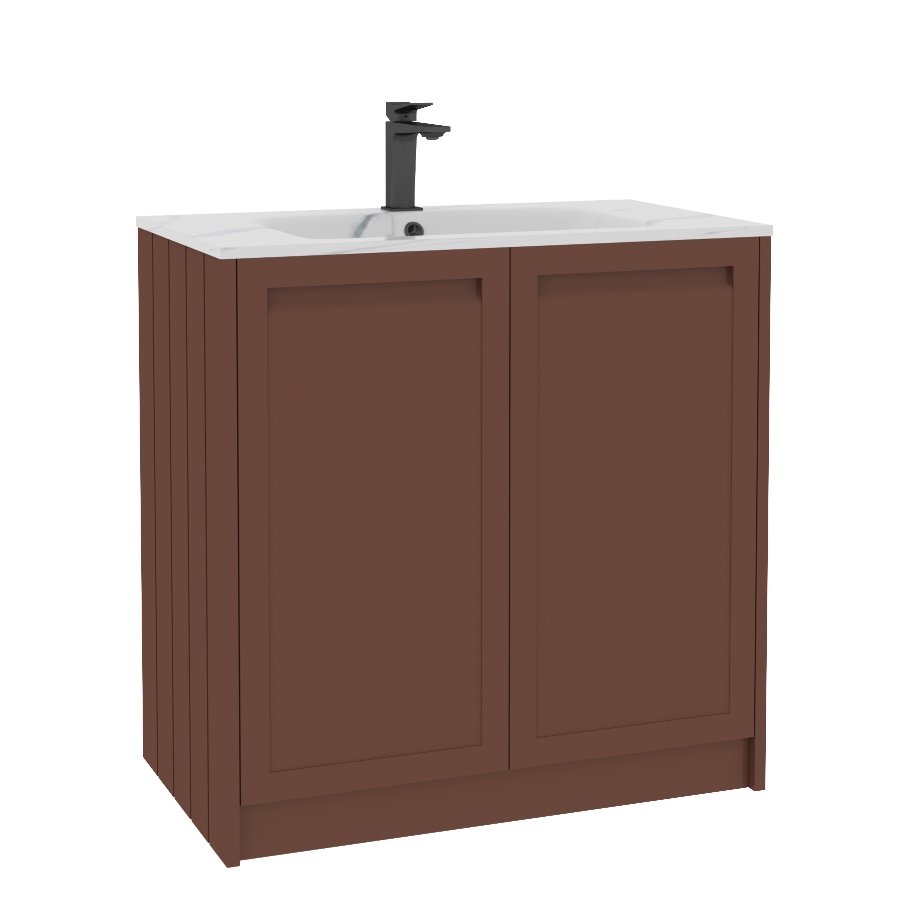 Elmore Terracotta Clay Traditional 2 Door Floor Standing Vanity Unit with Carrara White Basin