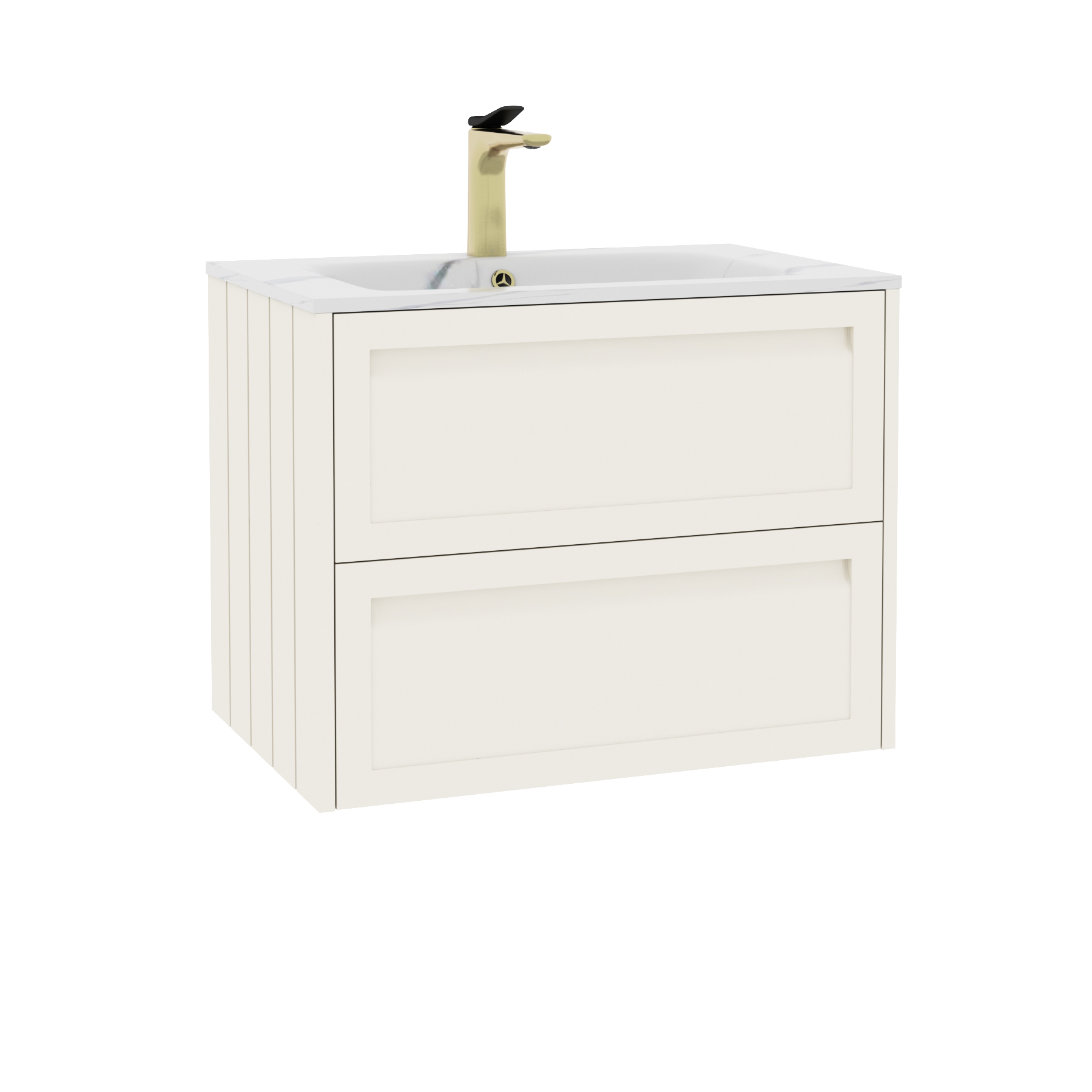 Elmore Classic White Traditional 2 Drawer Wall Hung Vanity Unit with Carrara White Basin
