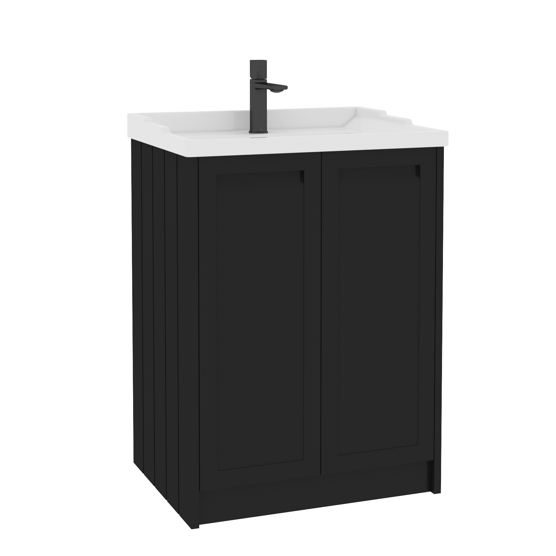 Elmore Traditional 2 Door Floor Standing Vanity Unit Matt Nocturne Black with Ceramic Basin