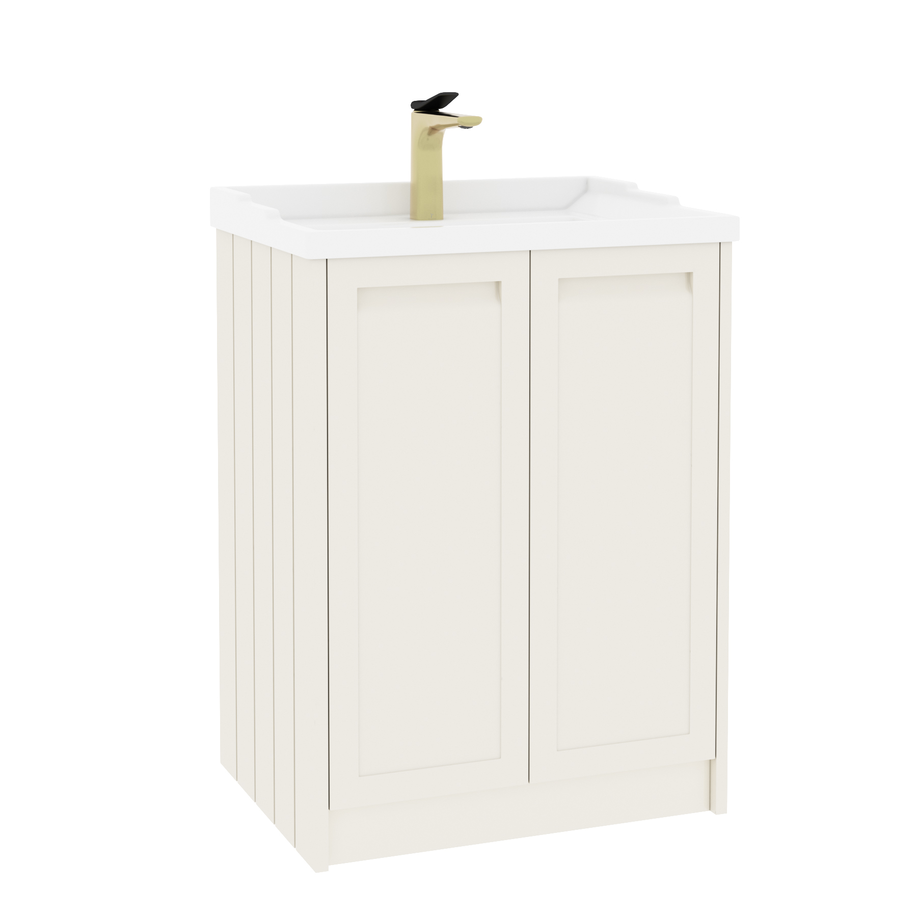 Elmore Traditional 2 Door Floor Standing Vanity Unit Classic White with Ceramic Basin