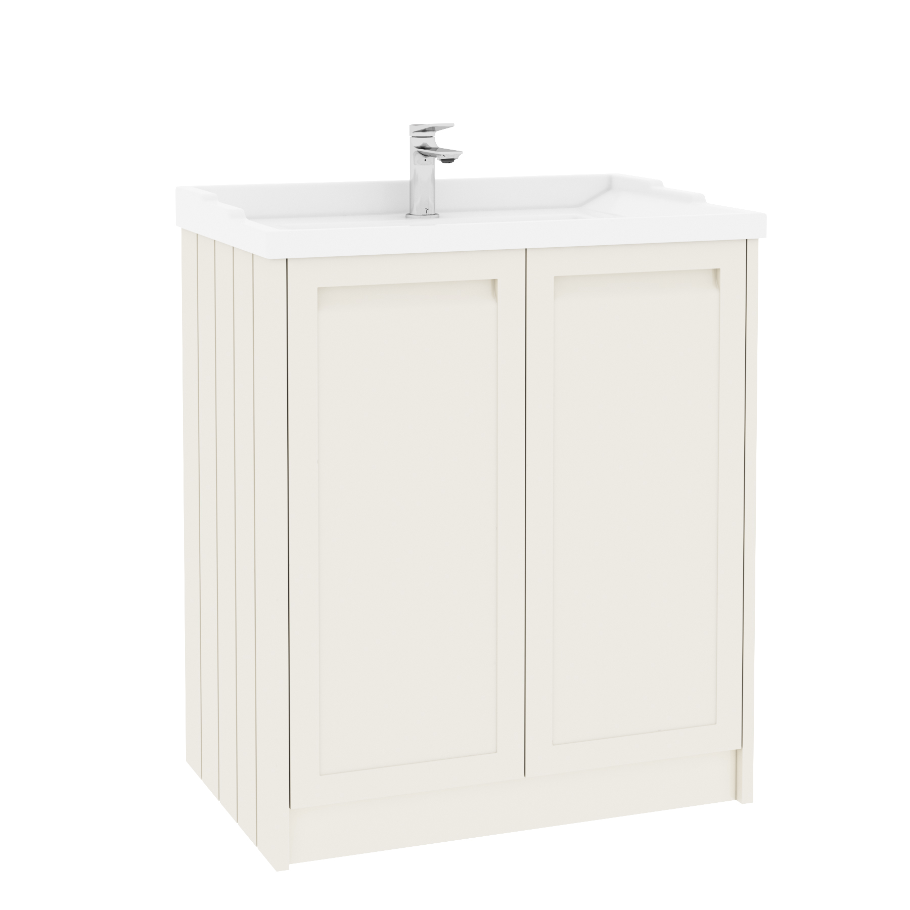 Elmore Traditional 2 Door Floor Standing Vanity Unit Classic White with Ceramic Basin