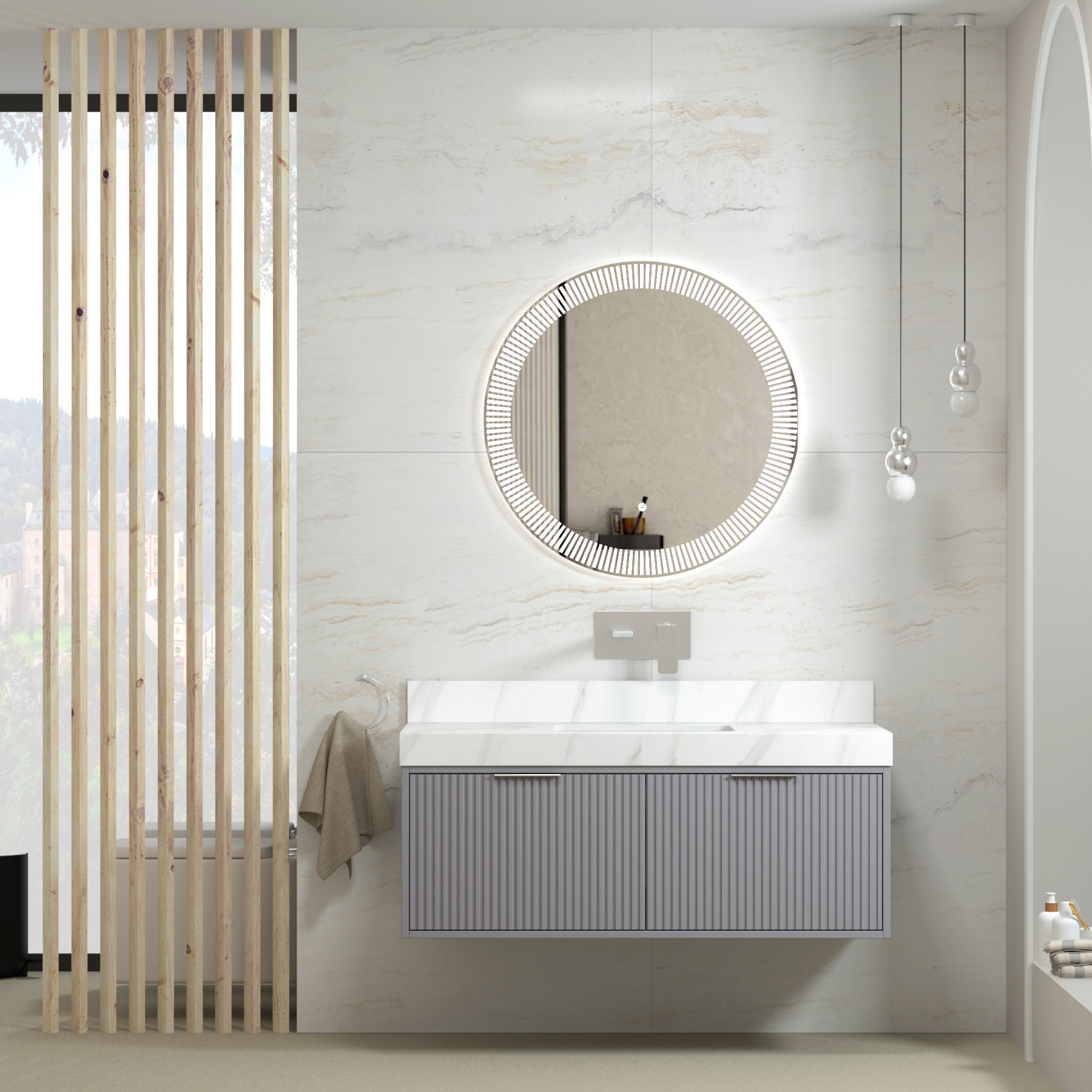 Florina 1200mm Soft Close Drawers Vanity Unit with Carrara White Top