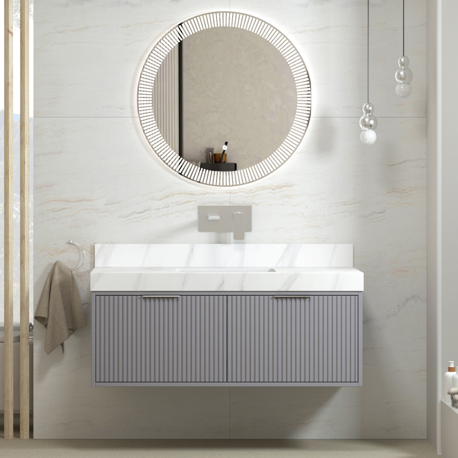 Florina 1200mm Soft Close Drawers Vanity Unit with Carrara White Top
