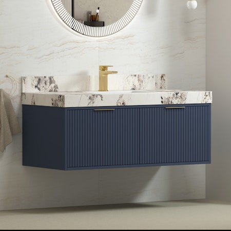 Florina 1200mm Soft Close Drawers Vanity Unit with Pandora Marble Top