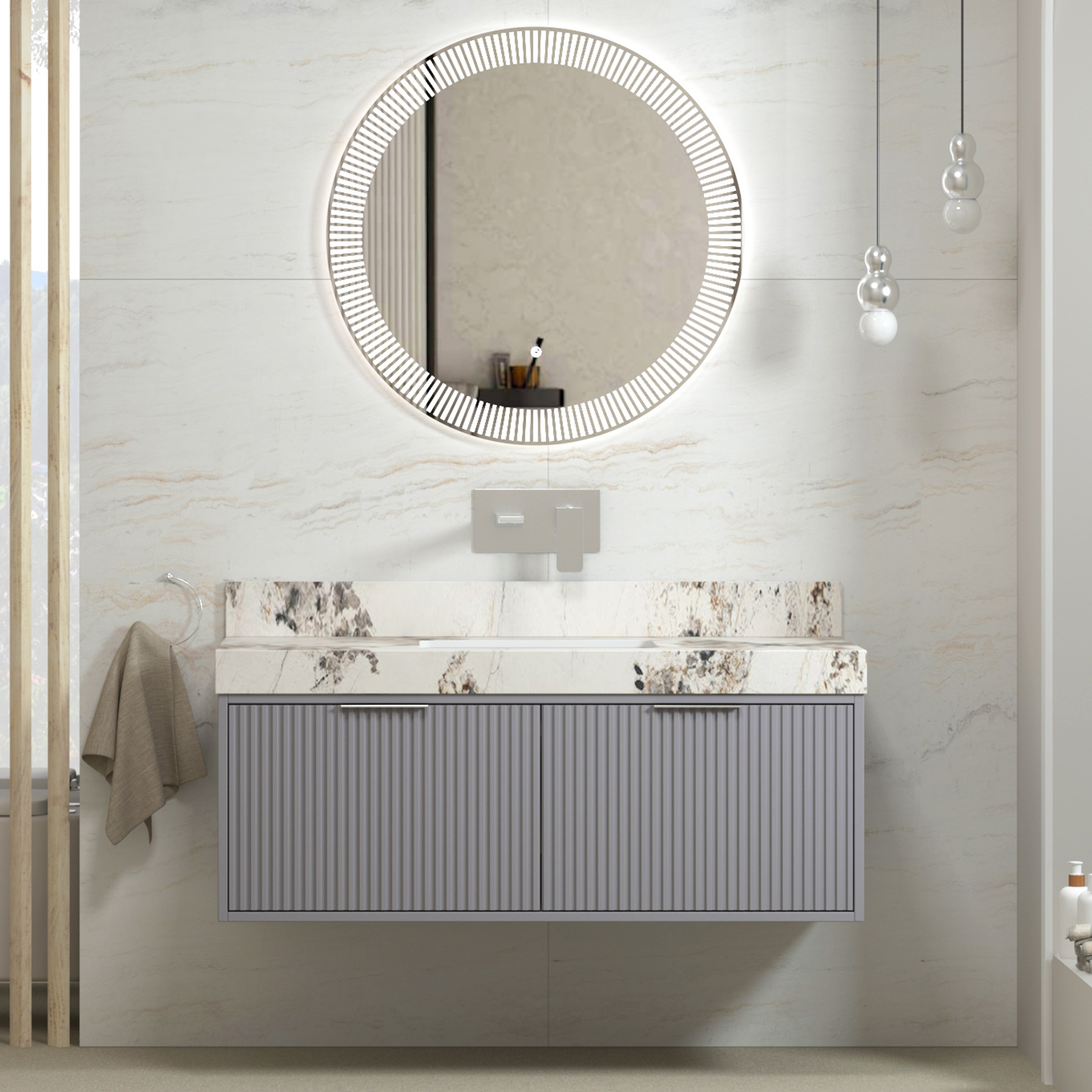 Florina 1200mm Rock Grey Vanity Unit with Pandora Top & Chrome Handle