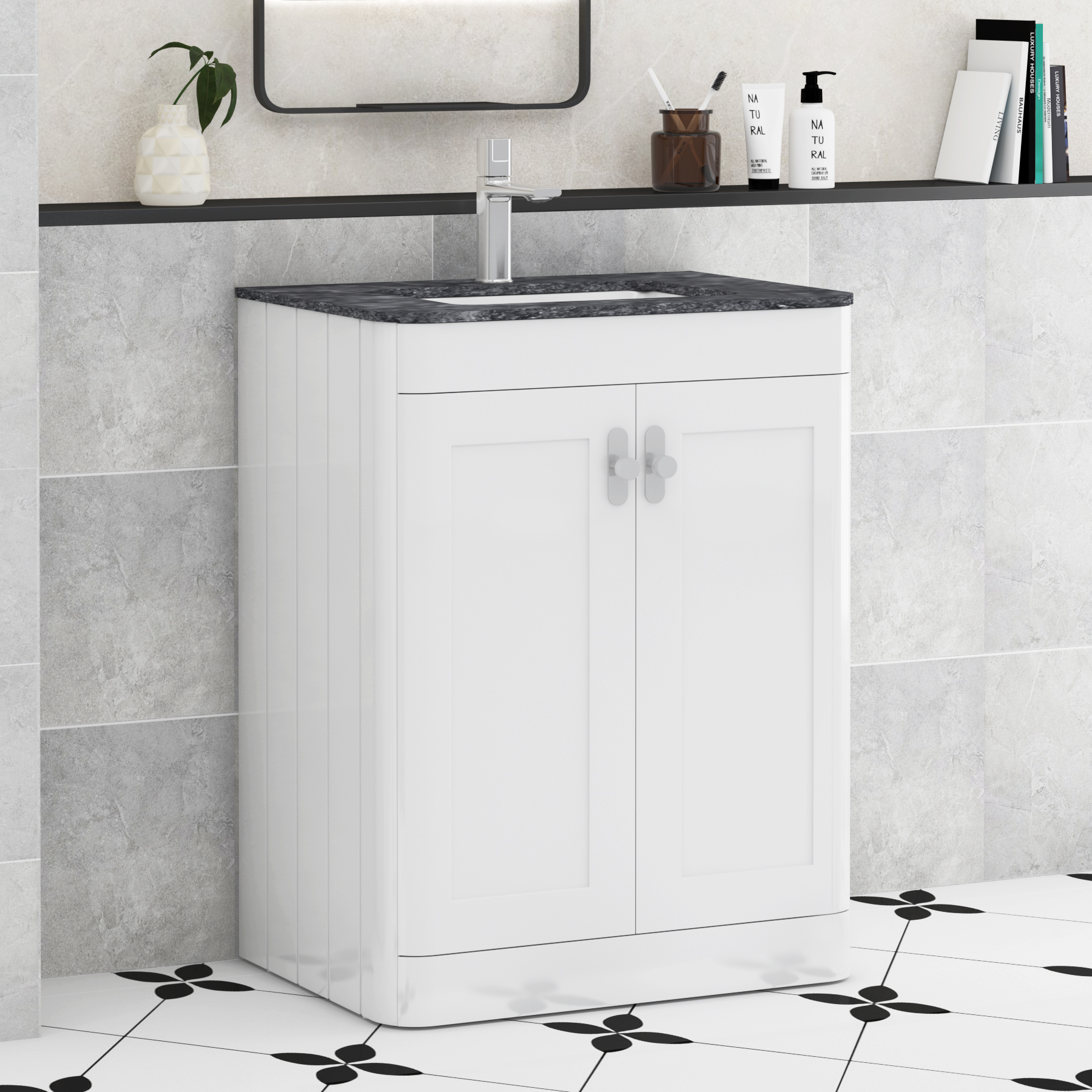 Henley Gloss White 2 Door Floor Standing Vanity Unit with Optional Basin & Knobs
