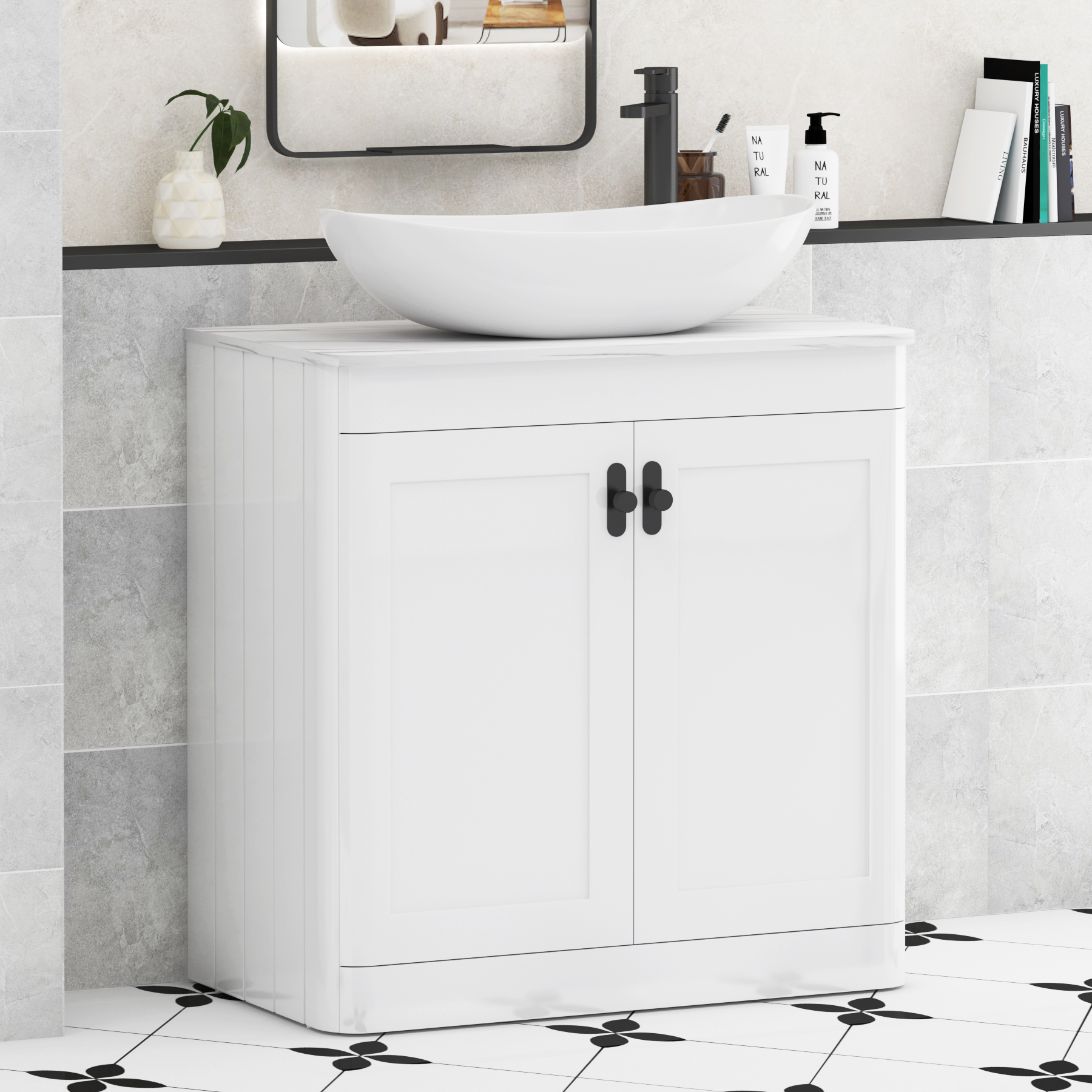 Henley 2 Door Floor Standing Vanity Unit – Multiple Sizes, Colours, Knobs, Worktop & Basins Options