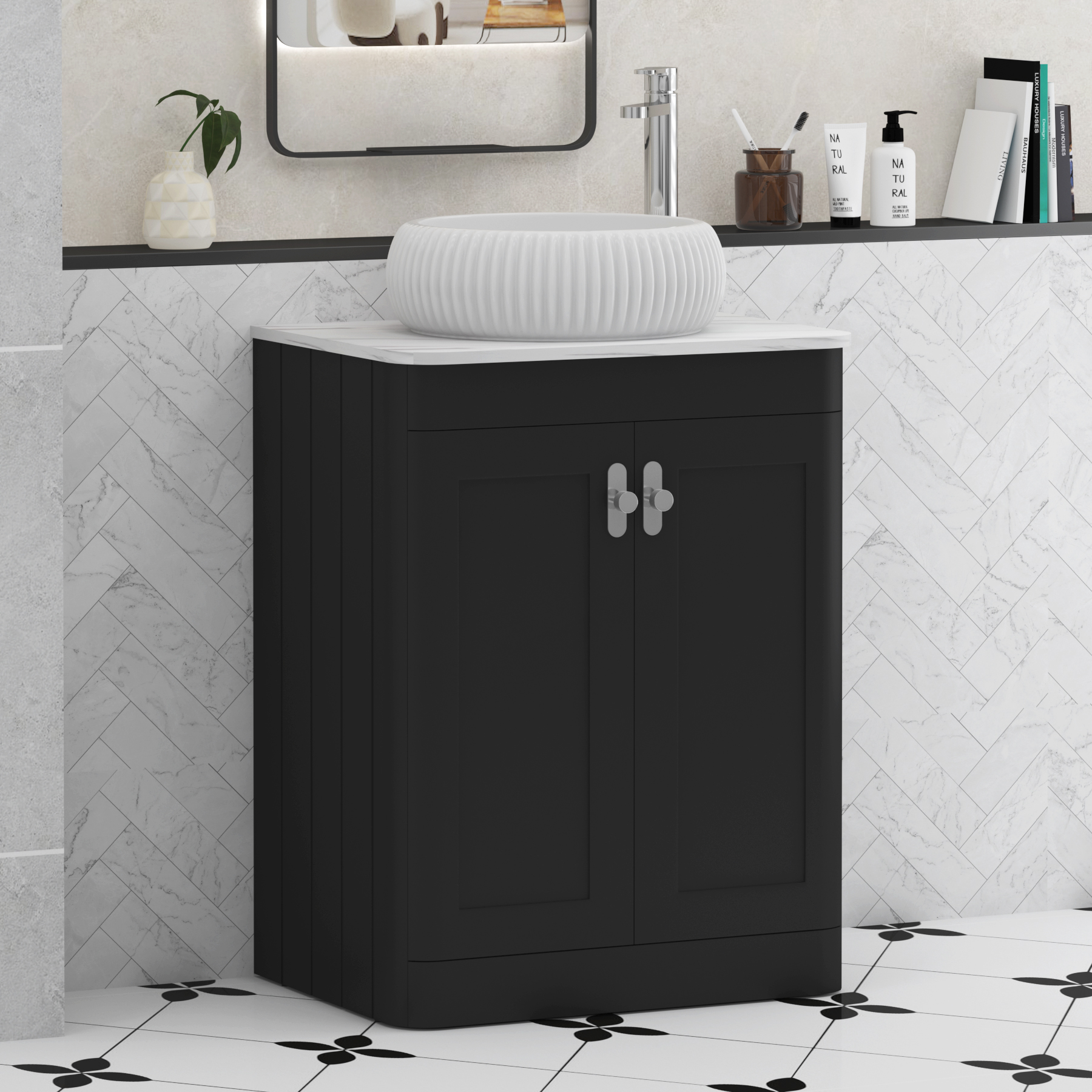 Henley 2 Door Floor Standing Vanity Unit – Multiple Sizes, Colours, Knobs, Worktop & Basins Options