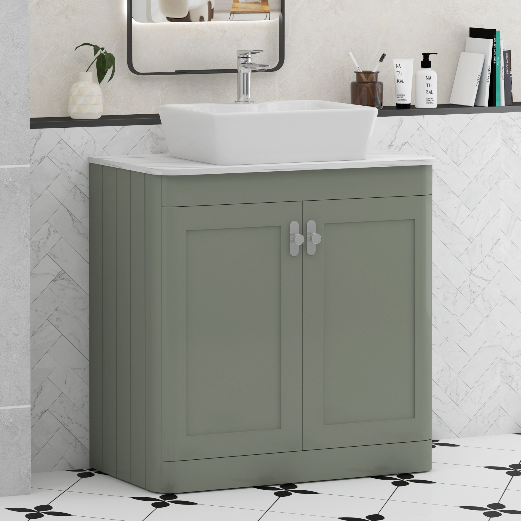Henley 2 Door Floor Standing Vanity Unit – Multiple Sizes, Colours, Knobs, Worktop & Basins Options